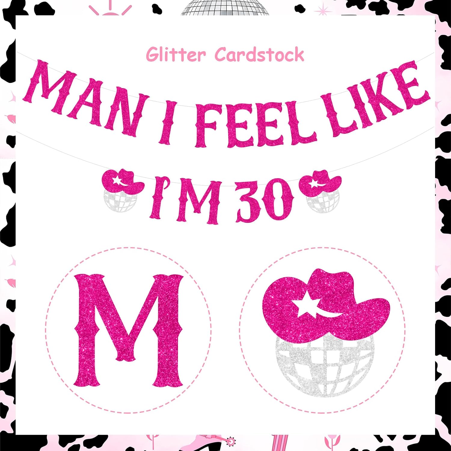 Decoraciones de 30 cumpleaños del oeste, pancarta de “Man I Feel Like I’m 30”, suministros para fiesta de cumpleaños número 30