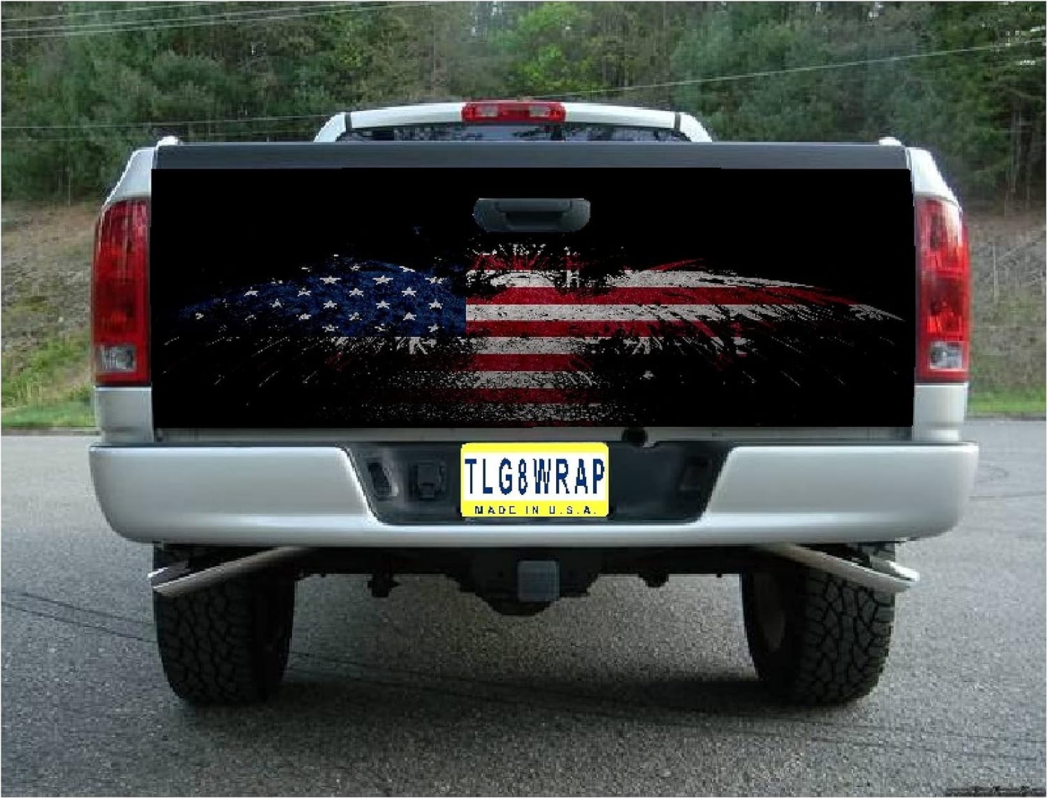 GRAPHIX EXPRESS Calcomanía para puerta trasera de camioneta (T30 American Flag Eagle), calcomanías para puerta trasera para camionetas, calcomanías