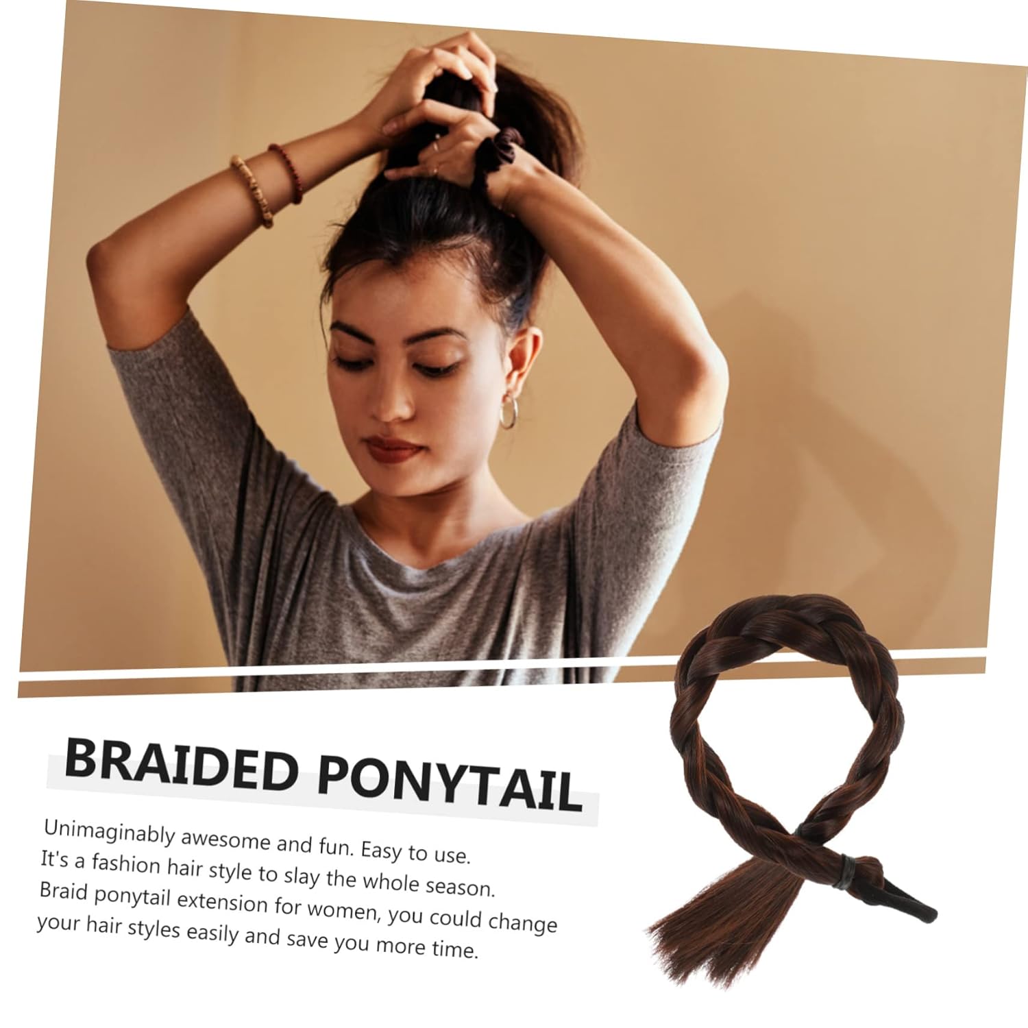 Beaupretty 4 pelucas de extensión de cola de caballo trenzadas para mujer, pelucas de cola de caballo para mujer, pelucas de pelo para mujer,