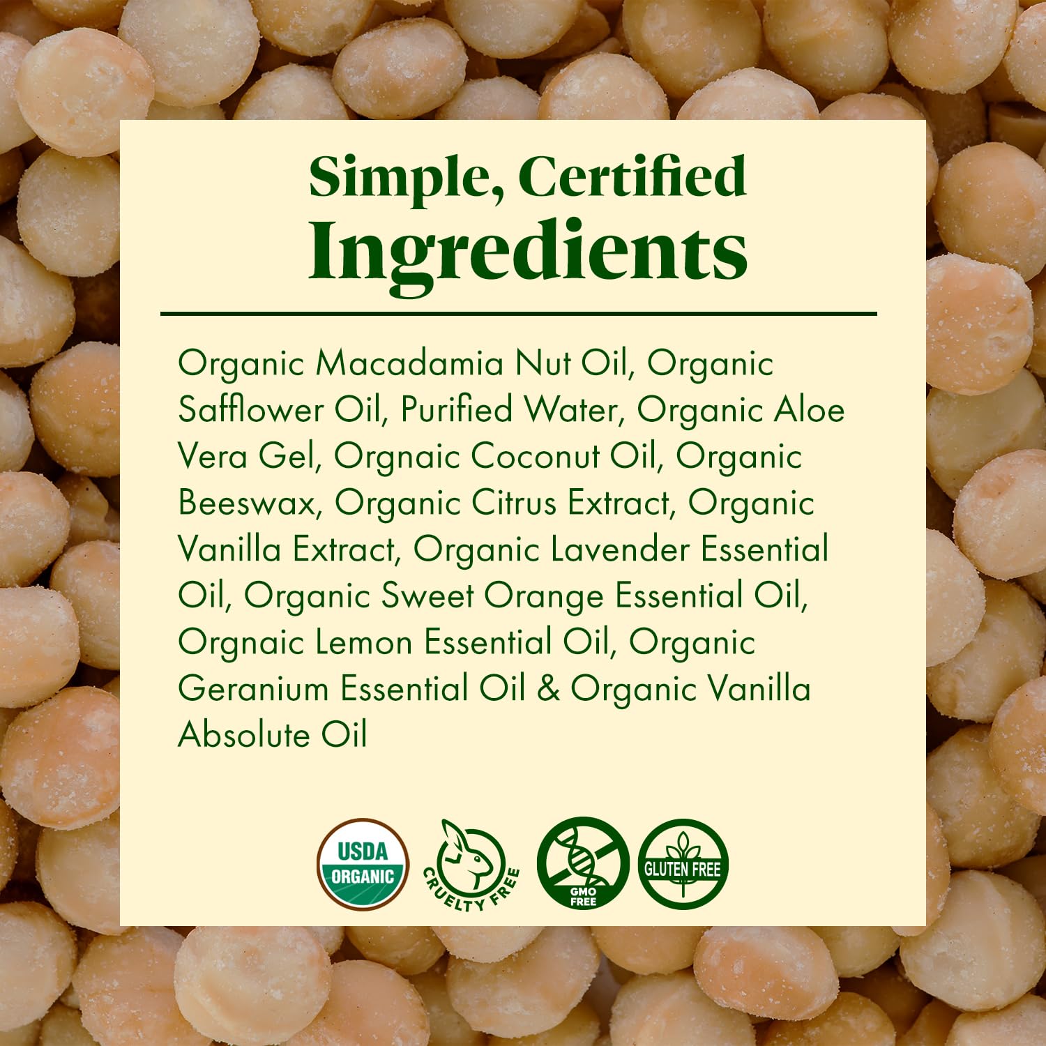 Sensación de vainilla – Hidratante corporal nutritiva orgánica 100% USDA para todo tipo de piel – Sin SPF