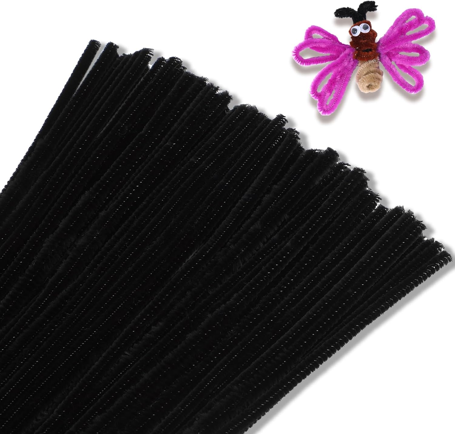 Giwrmu 100 piezas de tallos de felpilla para limpiar pipas negras, suministros de manualidades con palos peludos, limpiador de tuberías de colores
