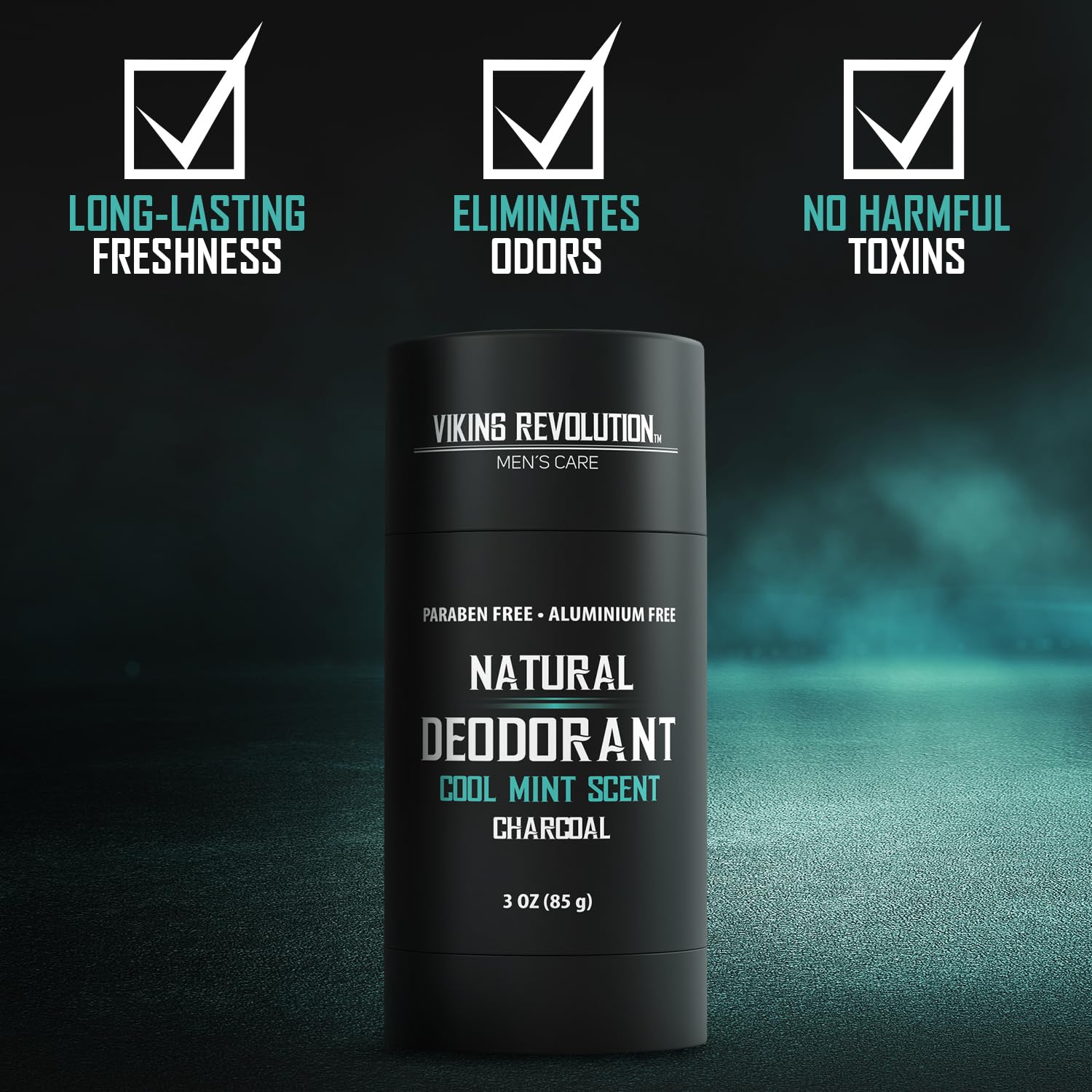 Viking Revolution Cool Mint Desodorante para hombres, desodorante natural para hombres, desodorante de carbón para hombres con manteca de karité,
