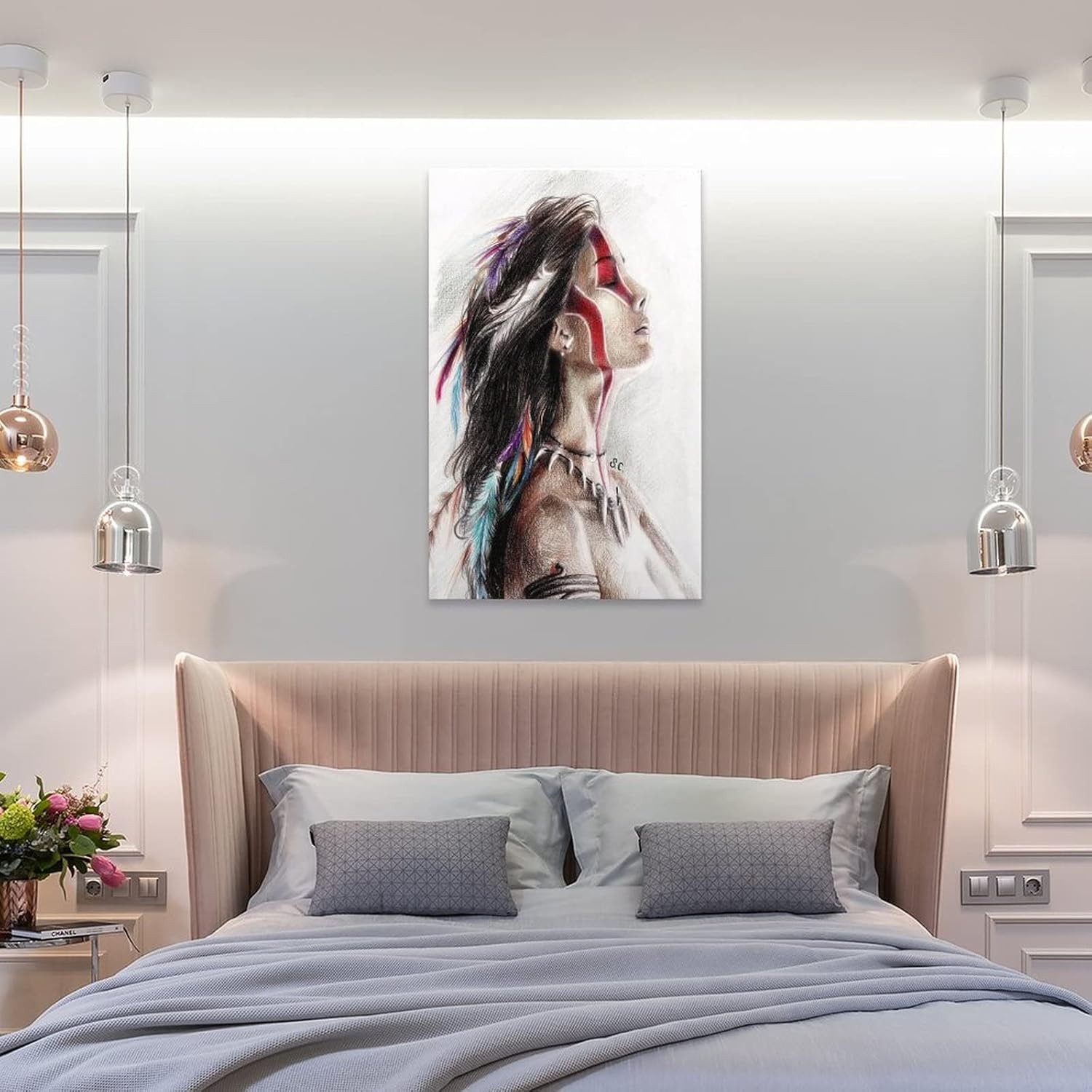 Lienzo decorativo de anime Art A Taino Indian Warrior para decoración de pared, póster de pintura en lienzo, pósteres e impresiones artísticas de