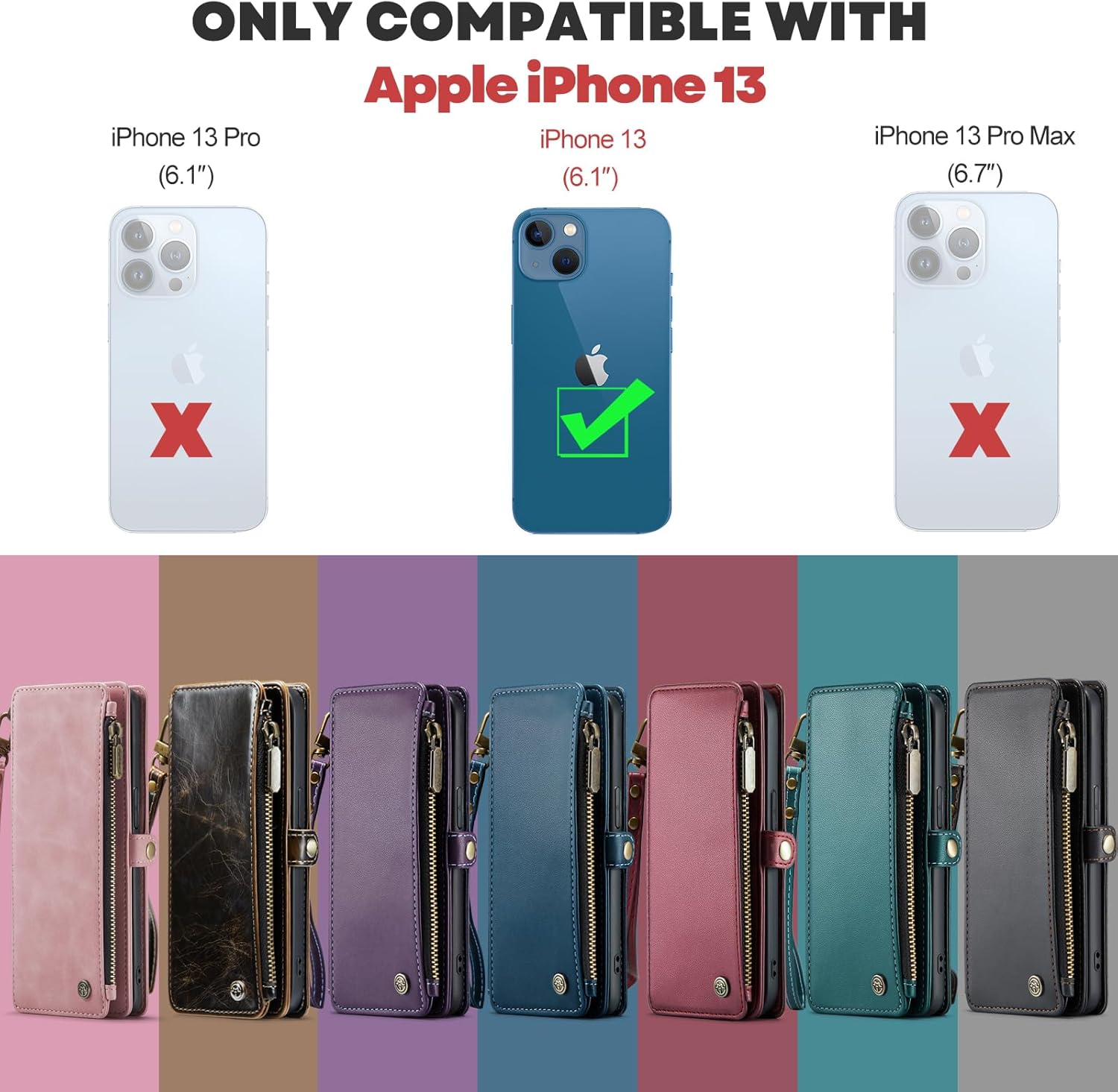 Defencase Funda para iPhone 13, bloqueo RFID para iPhone 13, funda tipo cartera para mujeres y hombres con soporte para tarjeta de crédito, bolsillo