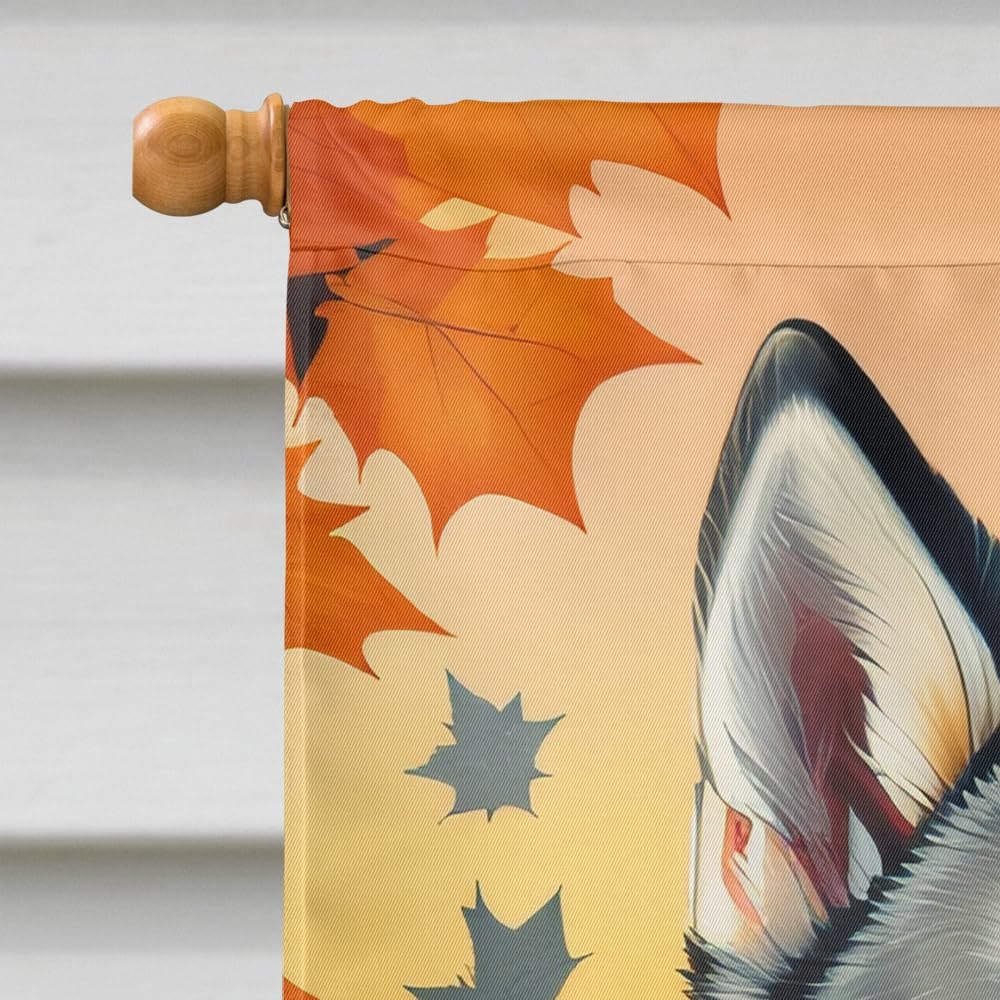 Caroline’s Treasures DAC1074CHF Siberian Husky Fall House Flag Large Porch Sleeve Pole Decorative Outside Yard Banner Artwork Wall Hanging,