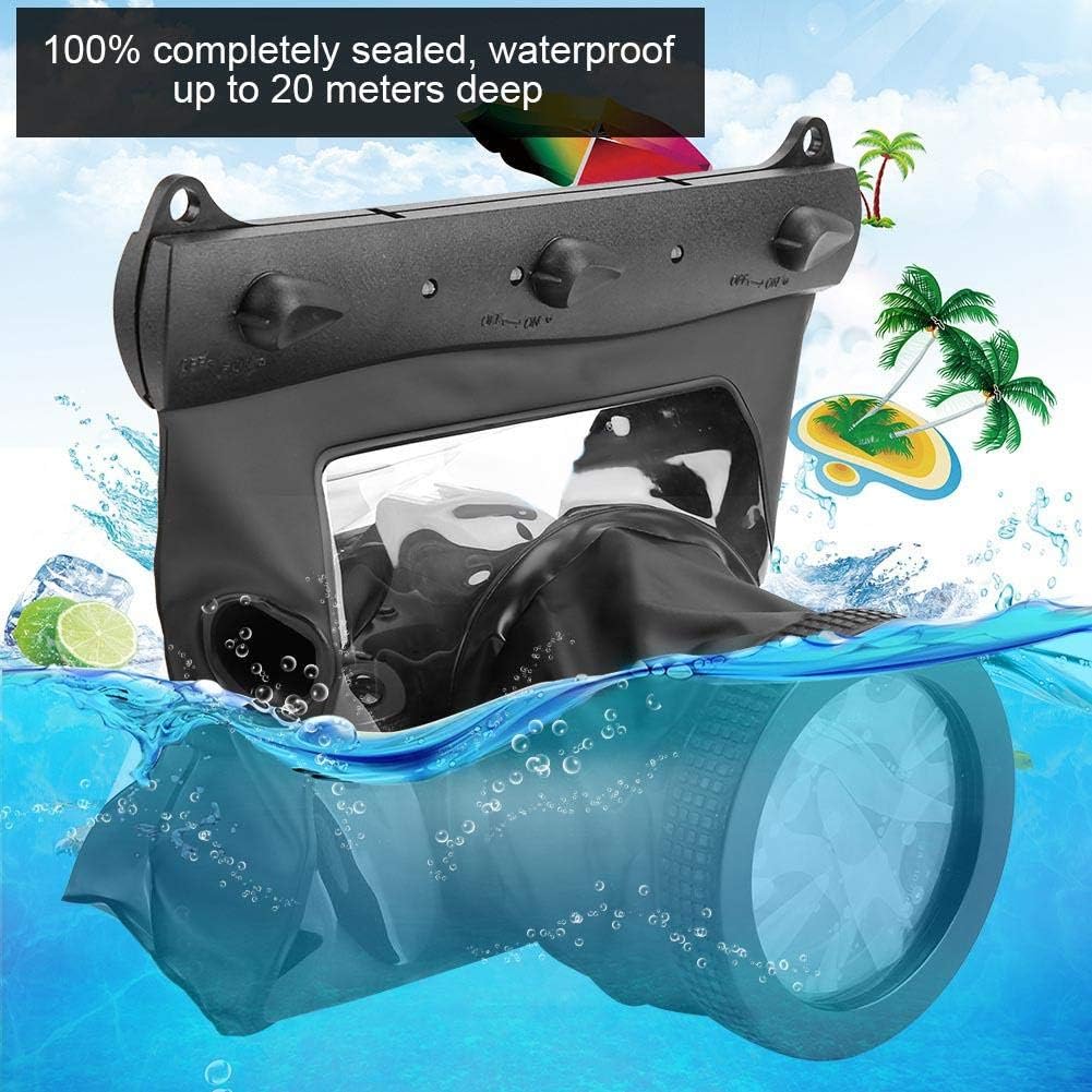 Caja impermeable de la carcasa de la cámara 65.6 ft Bolsa protectora submarina para Canon para Nikon DSLR SLR cámara sin espejo (negro)