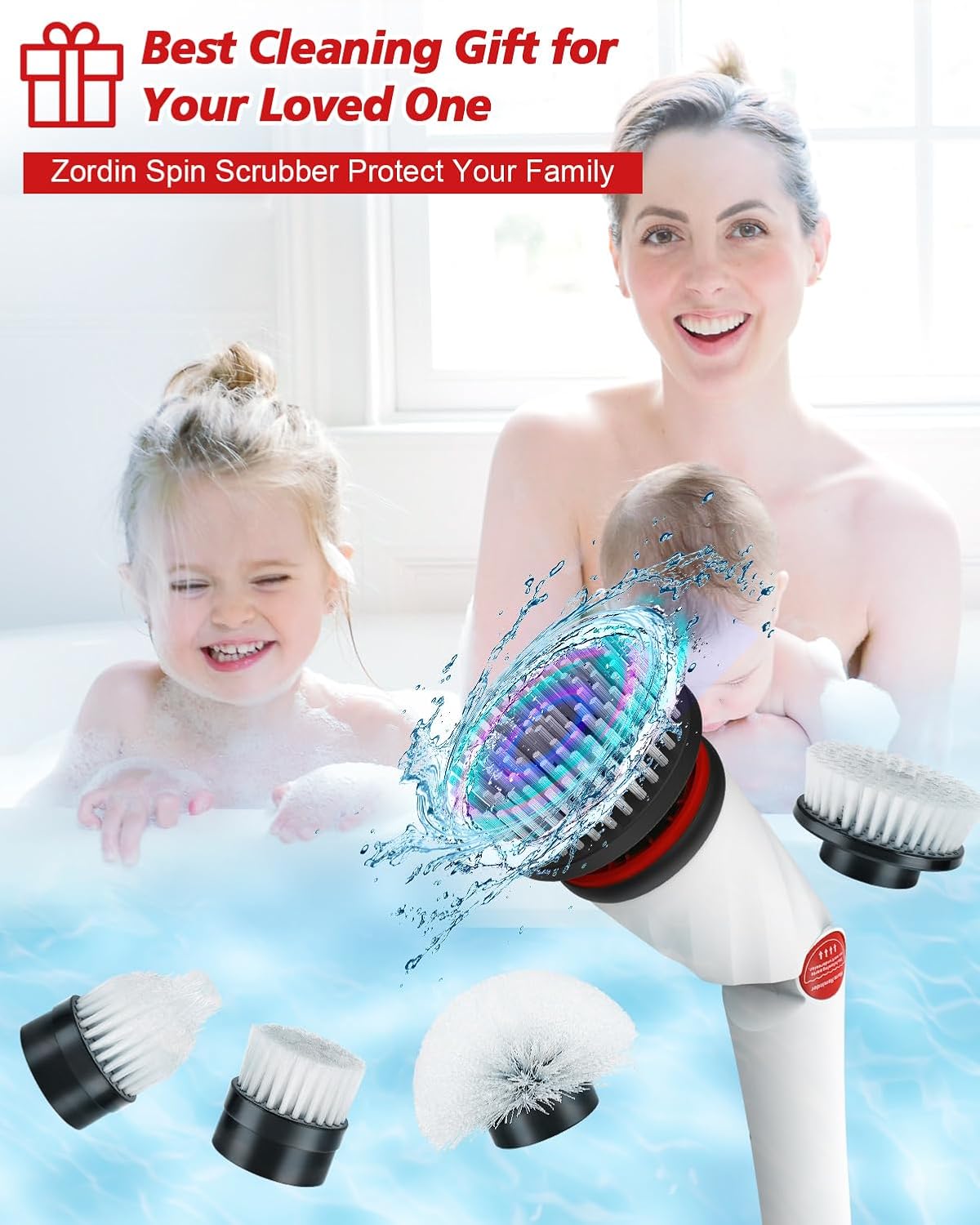 1200 RPM Electric Spin Scrubber, 21V Spin Scrubber for Cleaning, 50inch Extendable Handle Spinning Cleaning Brush, Cordless Power Spin Scrubber,8