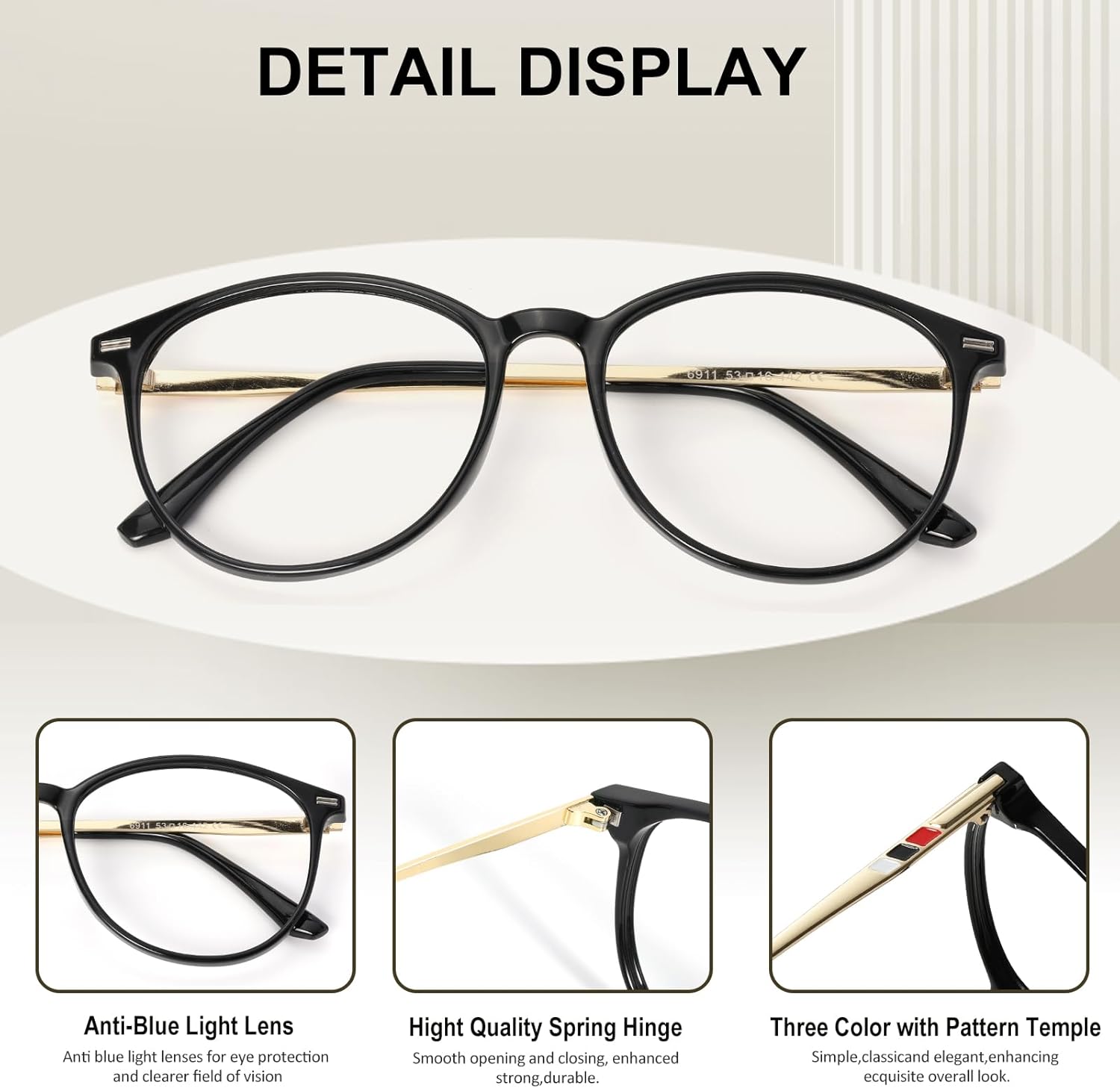 TR90 – Lentes de lectura para mujeres y hombres, con bloqueo de luz azul, anti filtro de rayos UV, anteojos nerd (negro, 0.00x)
