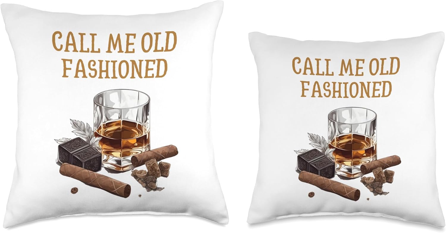 Whiskey Tees & Old Fashioned Whiskey Apparel Call Me Old Fashioned Lovers – Almohada divertida de whisky, 16 x 16 pulgadas, multicolor