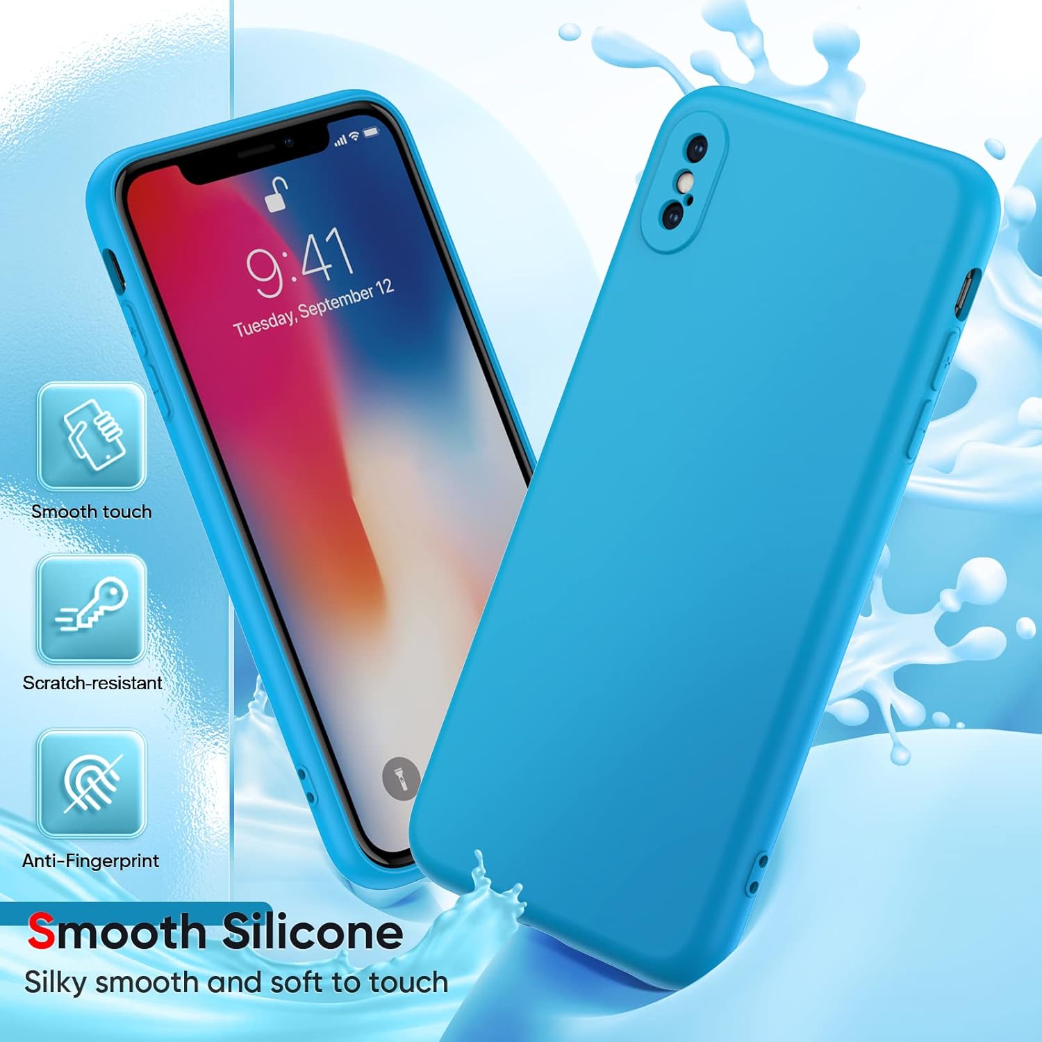 LeYi Funda para iPhone Xs Max Funda iPhone Xs Max con 2 protectores de pantalla de vidrio templado, funda de silicona suave ultra delgada a prueba