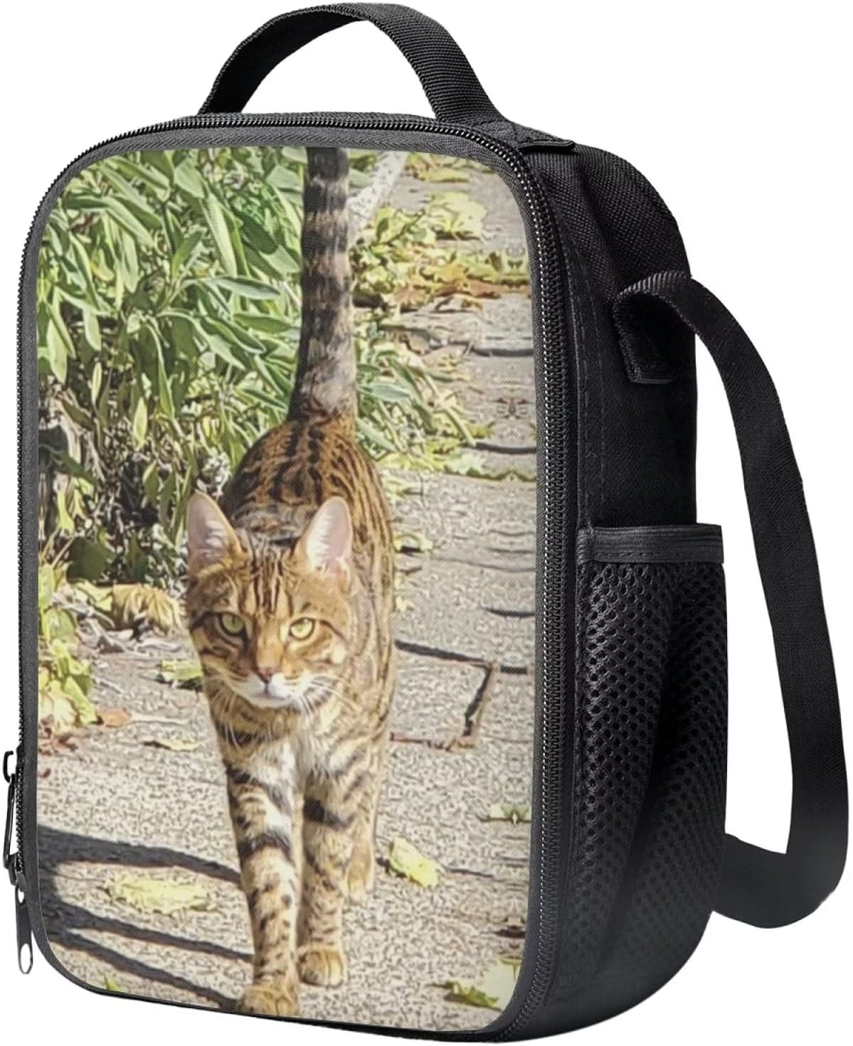 Lindo gato impreso aislado bolsa de almuerzo ligera congelable bolsa de mano fácil de llevar durable viaje almuerzo mochila