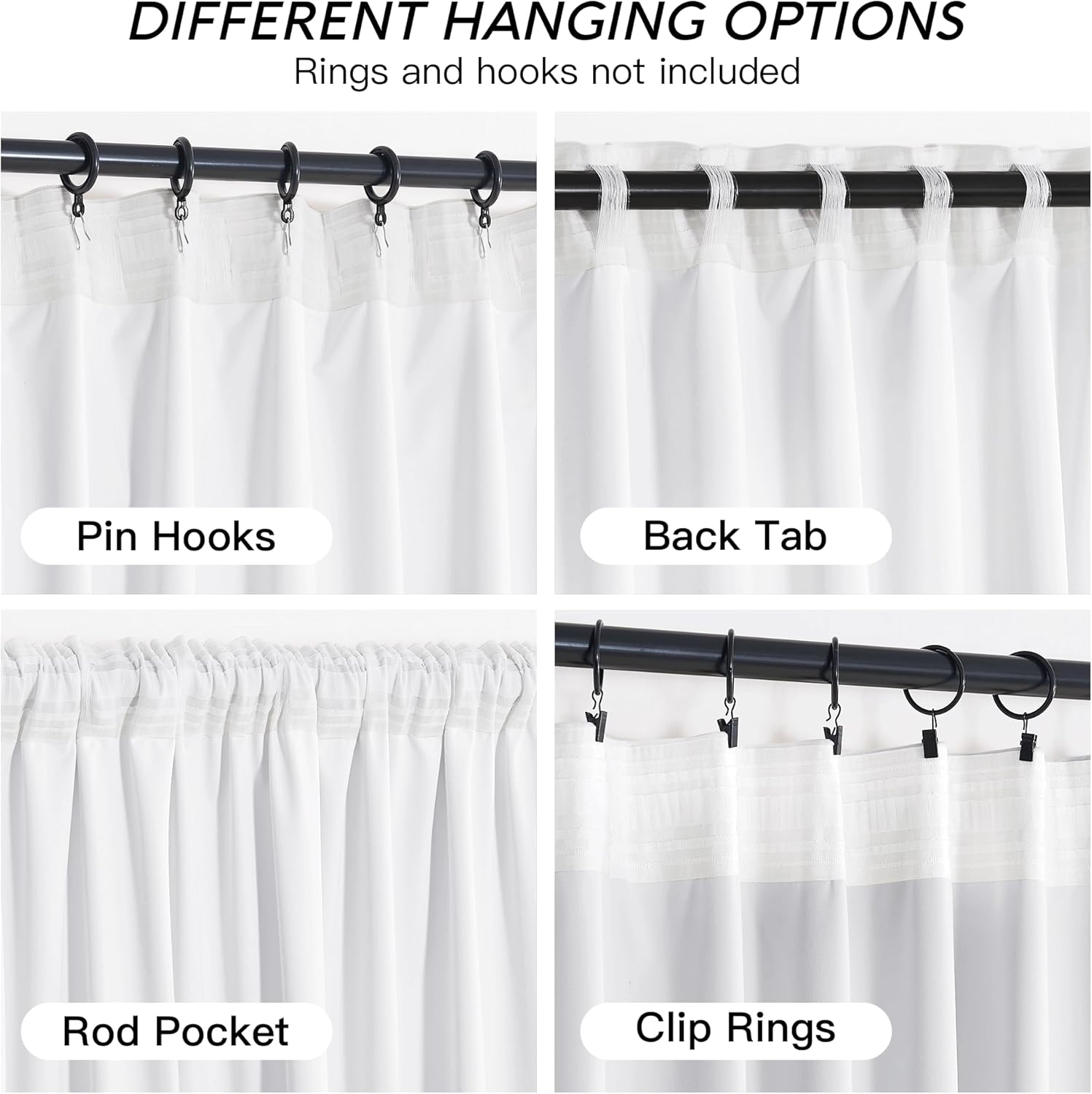 RYB HOME Cortinas de terciopelo blanco puro de 90 pulgadas para dormitorio, cortinas verticales reductoras de luz de lujo, decoración simple del