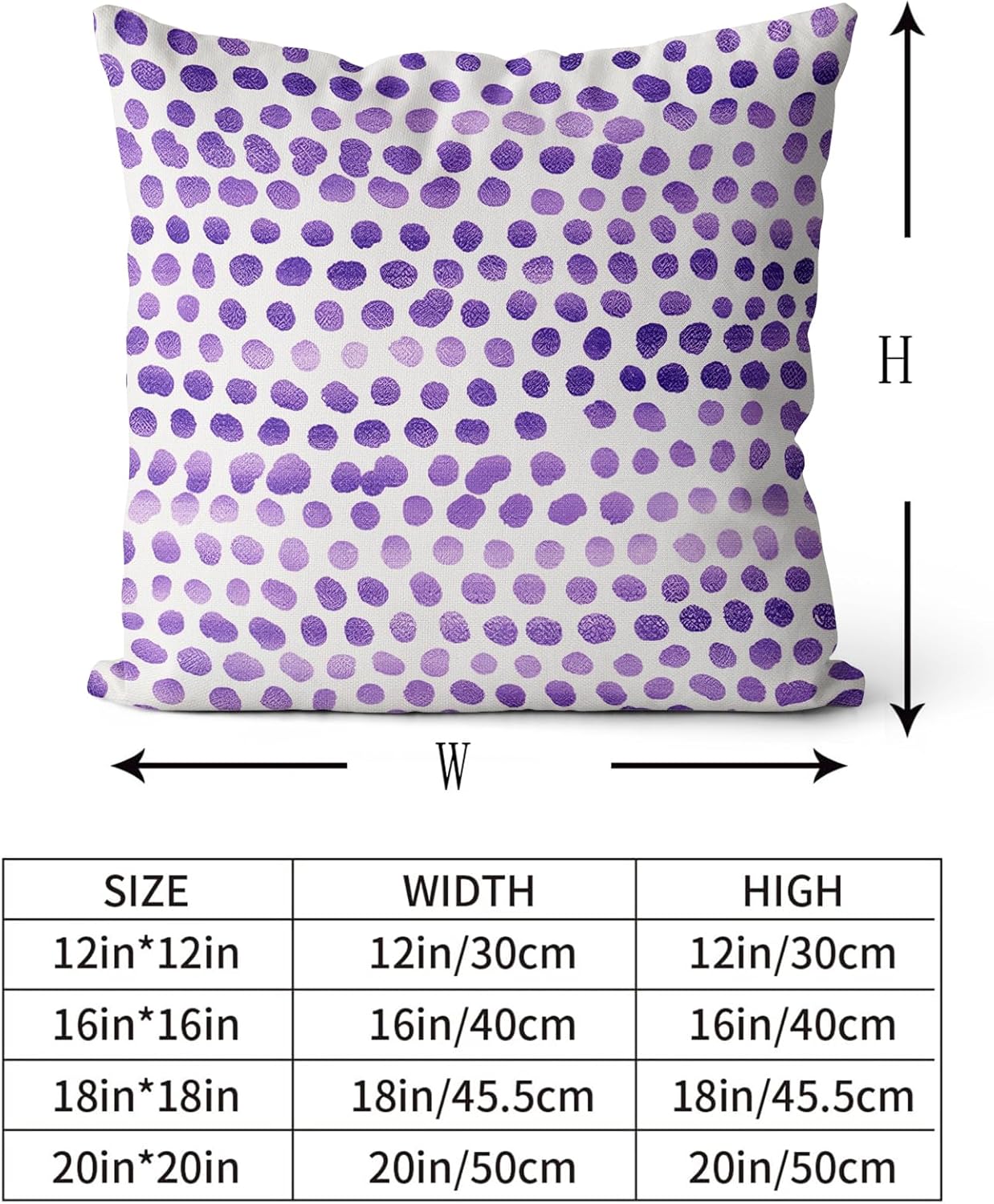 Juego de 2 fundas de almohada de lunares color violeta crema de 18 x 18 pulgadas, diseño bohemio para exteriores, diseño bohemio con pinceladas,
