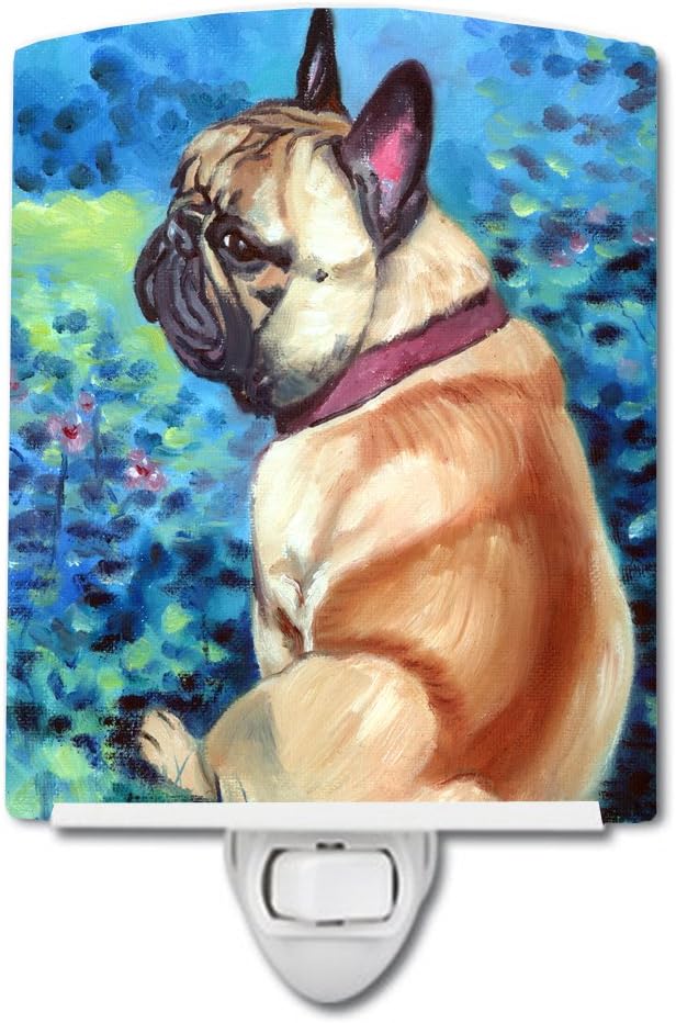 Caroline’s Treasures 7313CNL Bulldog francés cervatillo en flores luz nocturna de cerámica, 6x4x3, multicolor