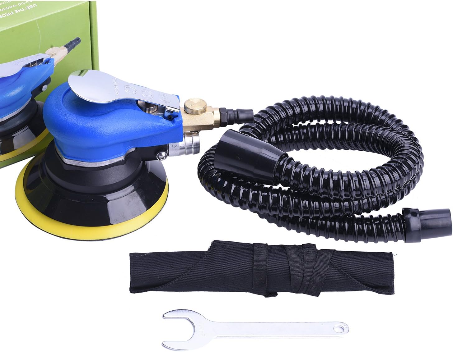 ZHONG AN Lijadora orbital profesional de 5″, lijadora de palma de doble acción para trabajo de carrocería automática, sistema de vacío de gancho y