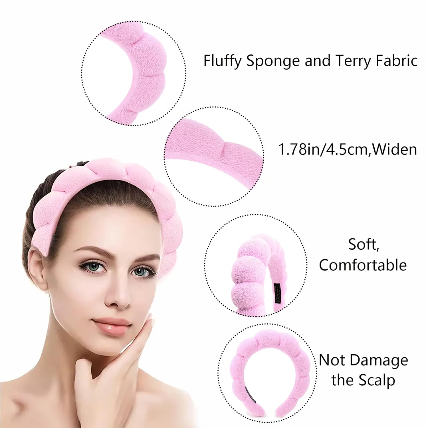 VNIHTT Juego de diadema y pulsera de spa prémium para mujer, absorbente, suave y cómodo, perfecto para el cuidado de la piel, maquillaje, yoga,