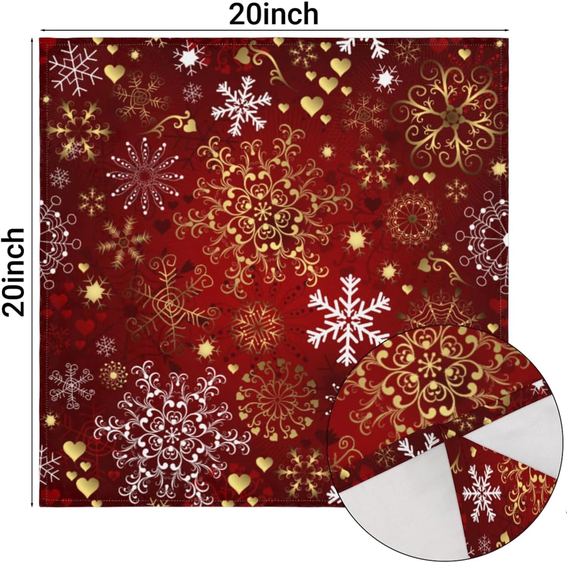 Cloth Napkins Set of 6 Christmas Theme 20×20 Inch Cloth Napkins Winter Holiday Snowflake Washable Reusable Kitchen Dinner Napkins Table Decor for