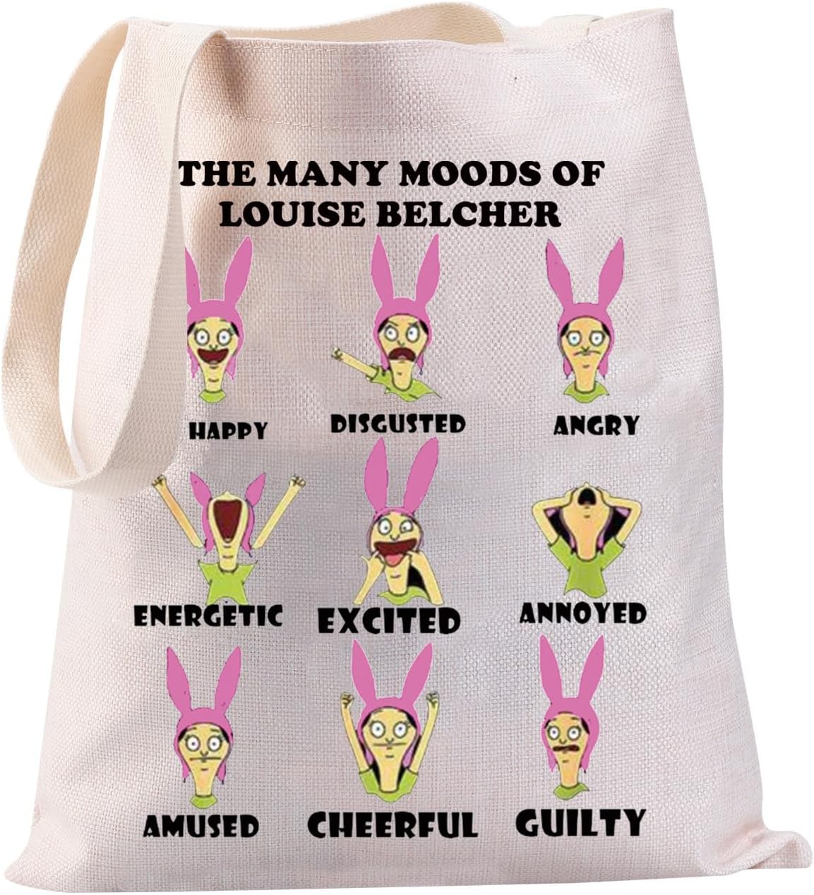 Dibujos animados Tv Show Gift The Many Moods Of Louise Belcher Tote Bag Regalos de dibujos animados Burger Style Gift Bolsa de compras
