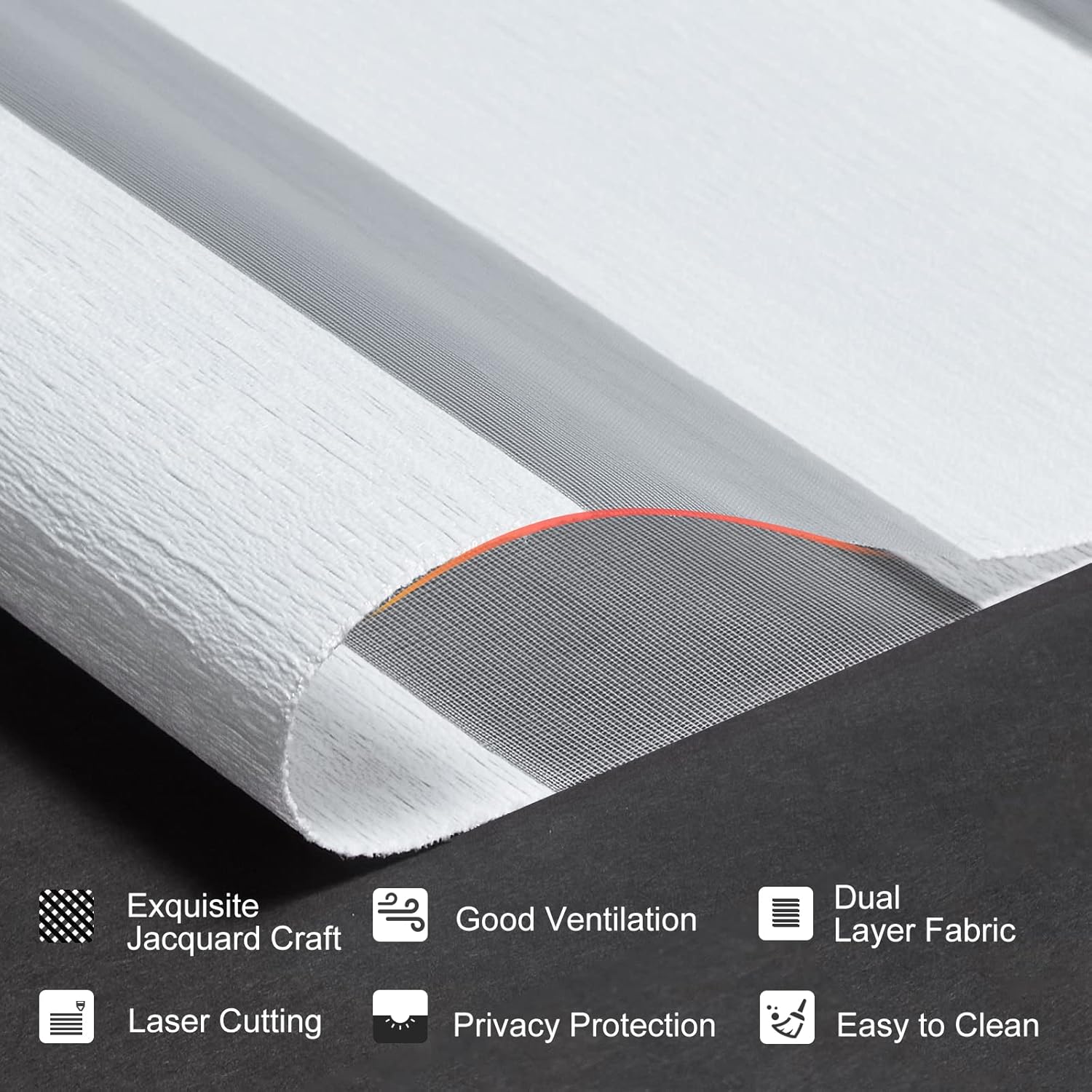 Persilux Persianas sin cordones de cebra para ventanas, con patrón de jacquard, de doble capa, persianas enrollables para filtrar la luz día y