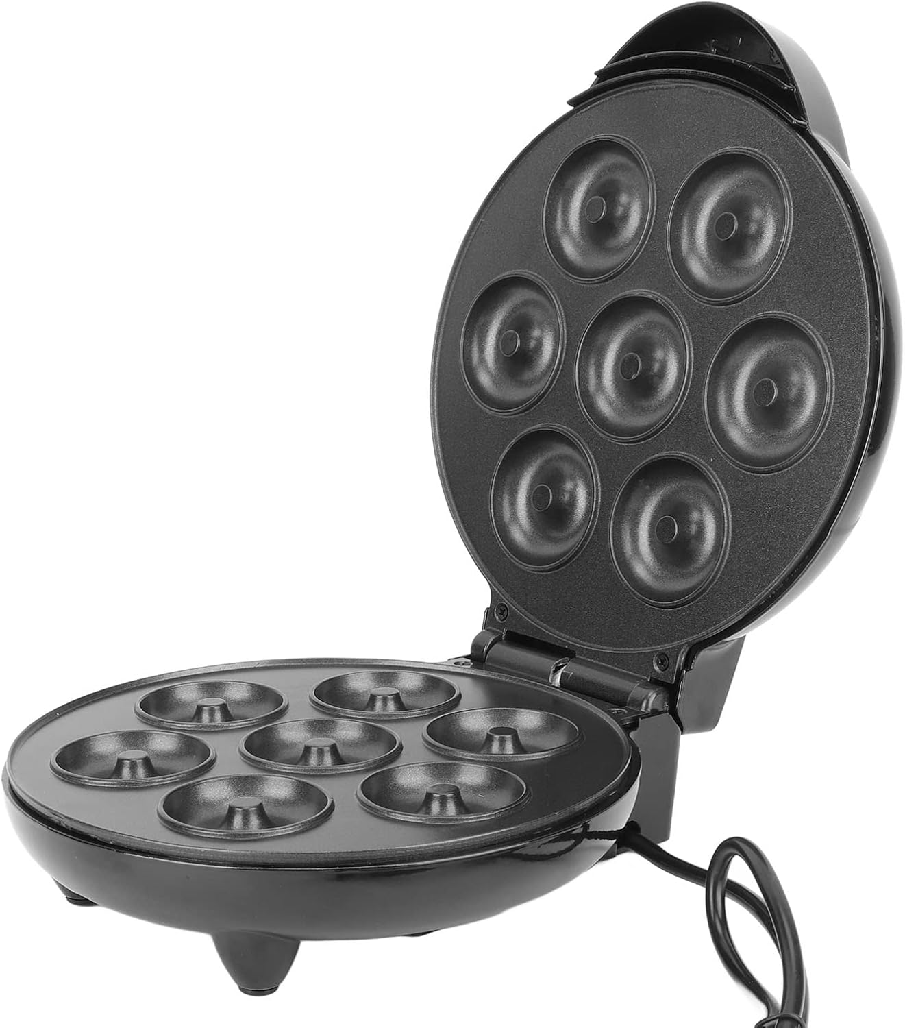 Máquina para hacer donas, mini máquina de donas de 1000 W de doble cara con superficie antiadherente para desayunos, aperitivos, postres y más, hace