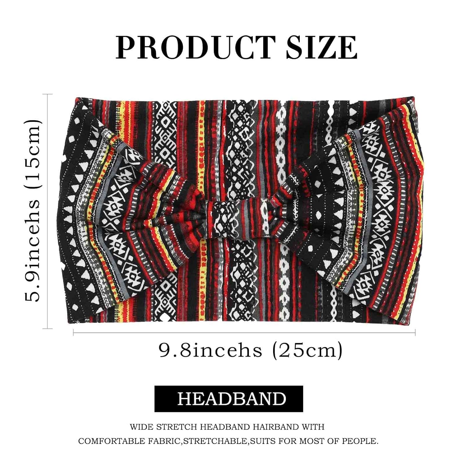 Diademas anchas para mujer, turbante anudadas, elásticas antideslizantes, bandas para la cabeza de entrenamiento floral, bandas para la cabeza de