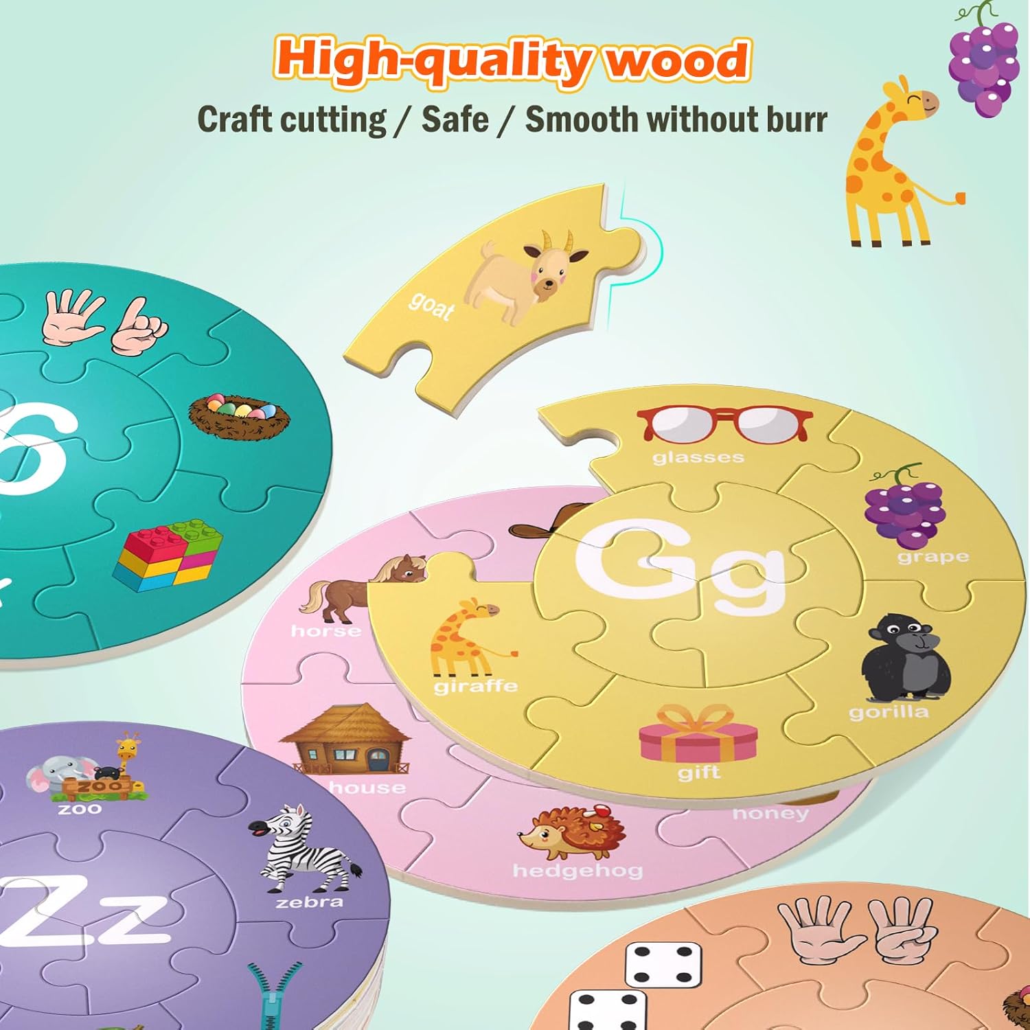 Rompecabezas de madera con números del alfabeto para niños de 3 a 5 años, juegos de letras para niños de 3 años en adelante, actividades