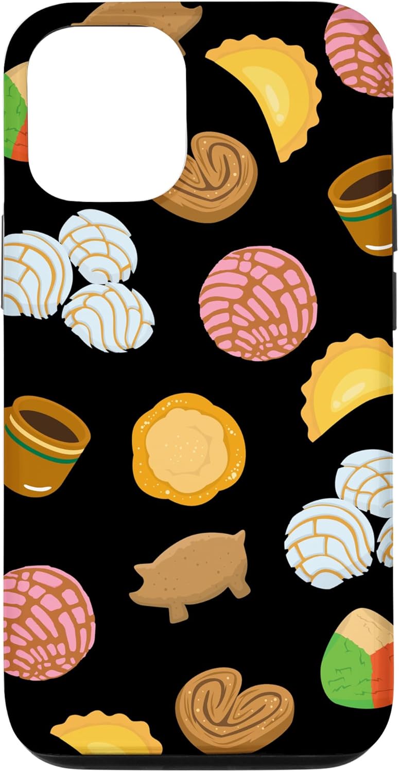 iPhone 14 Conchas Pan Dulce Patrón Negro Teléfono Caja Latina Caja De Regalo