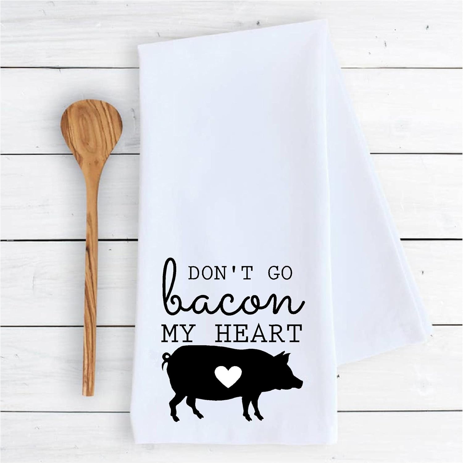 Kitchen dish towel Don’t go bacon my heart pig bathroom funny cute Kitchen Decor drying cloth100% COTTON