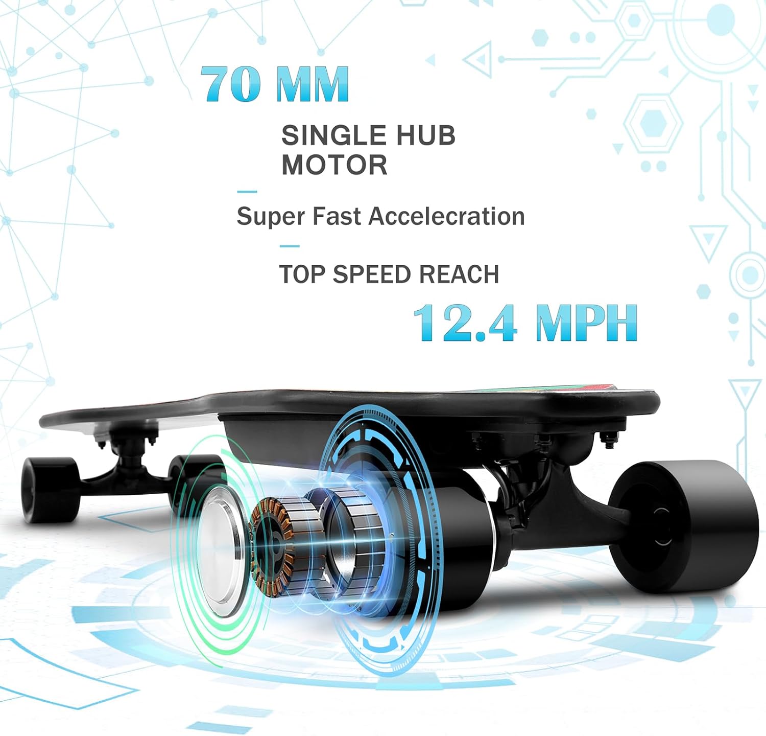 Caroma Electric Skateboards with Remote, 350W Powerful Motor, 12.4MPH Top Speed, 4000mAH Battery, 13 Miles Max Range E Skateboard, 4 Speed Mode
