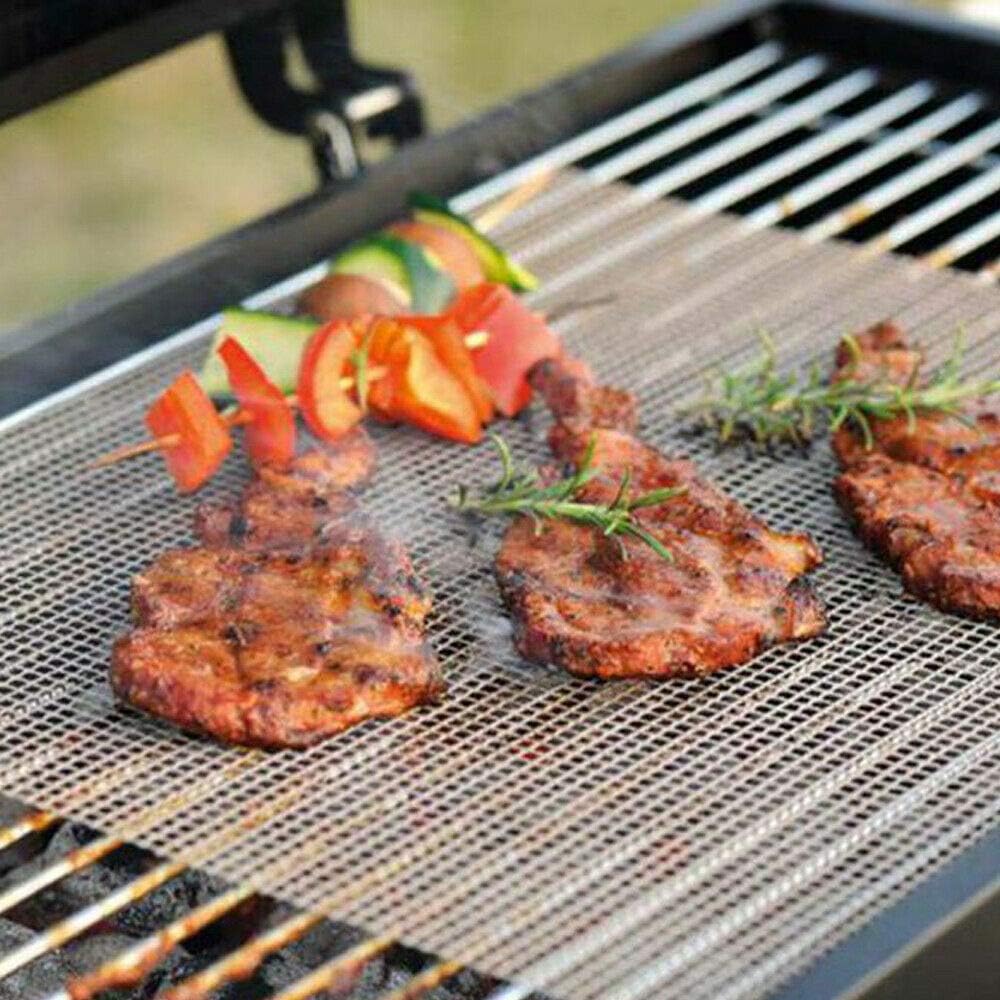 Juego de 4 alfombrillas de malla para barbacoa, resistentes al calor, recubiertas de PTFE de fibra de vidrio de 15.75 x 13 pulgadas, antiadherentes