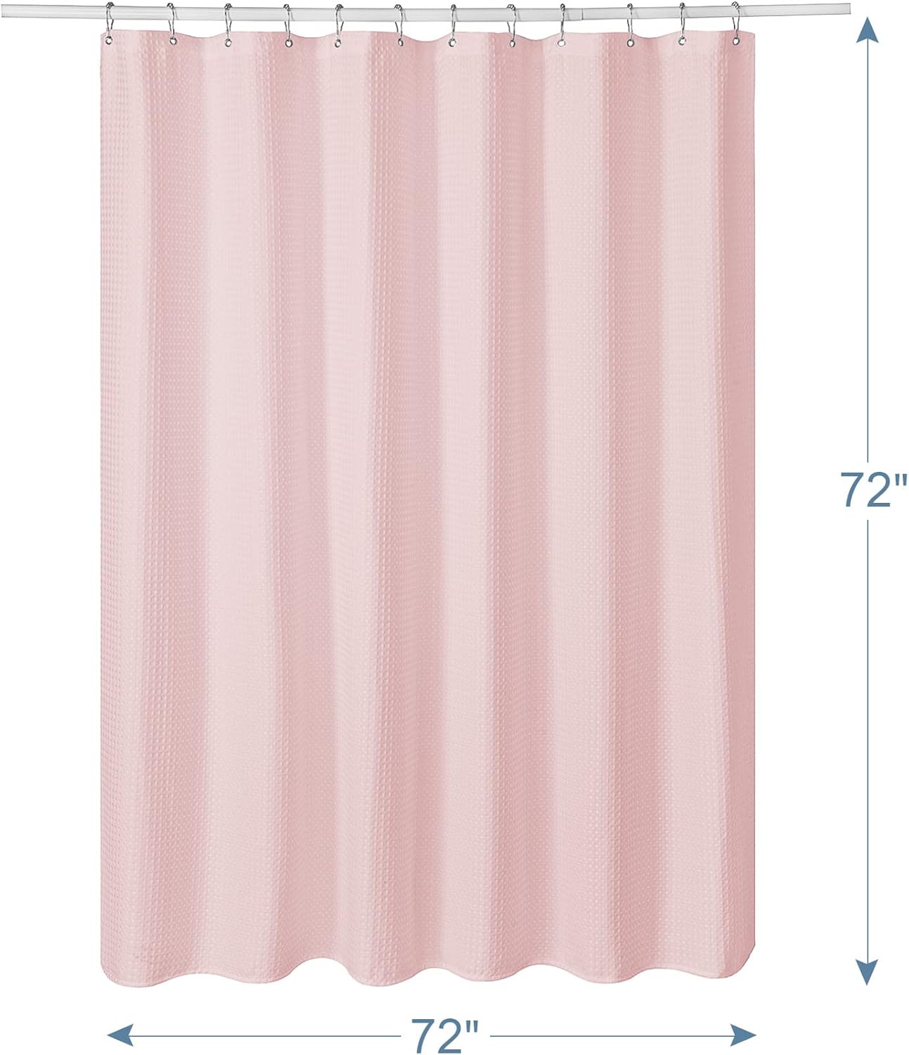 AmazerBath Cortina de ducha de punto gofre, cortina de ducha de tela rosa rubor con tejido de gofre, cortinas de ducha de baño de calidad de hotel,