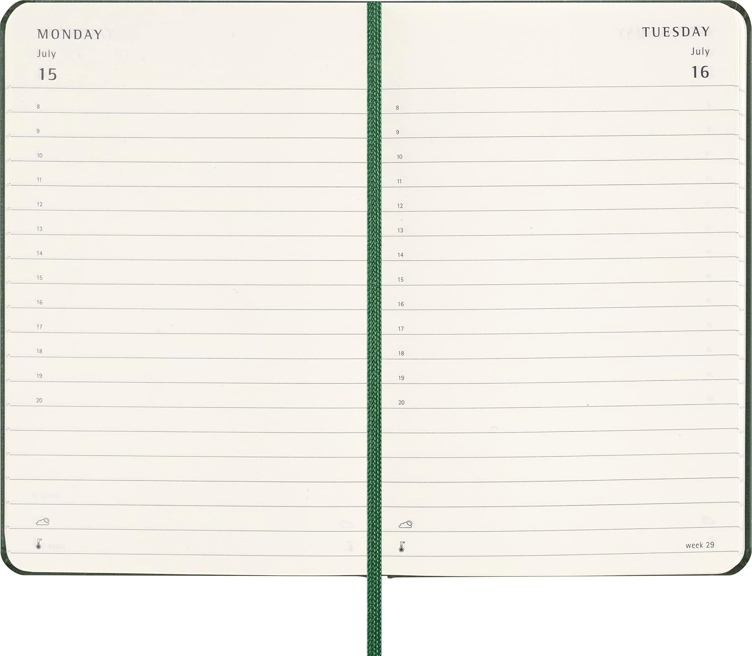 Moleskine Agenda diaria 2024, 12M, bolsillo, verde mirto, tapa dura (3.5 x 5.5)
