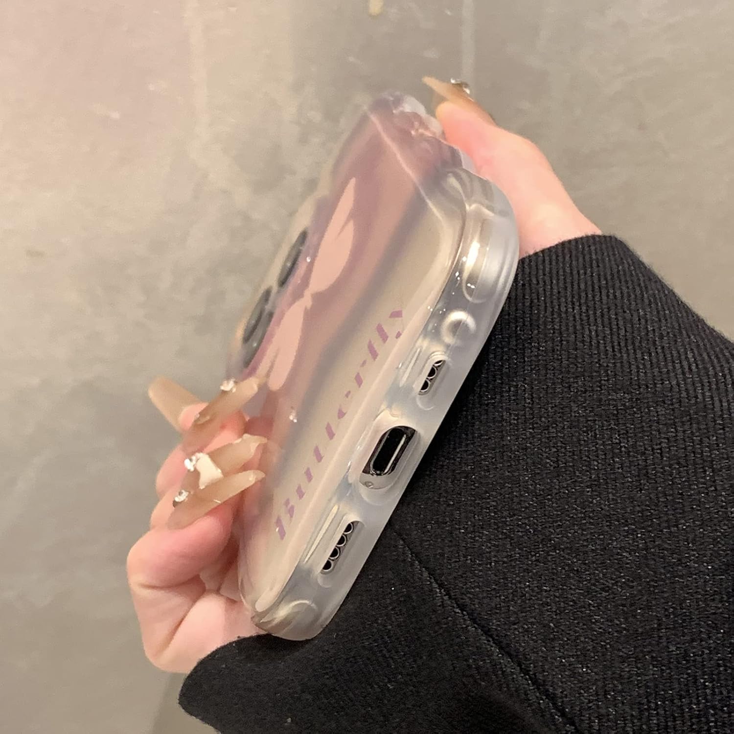 Aeilene Funda de teléfono con diseño de mariposa para iPhone 11 Pro Max, bonita funda de teléfono de mariposa 3D rosa transparente de Corea con