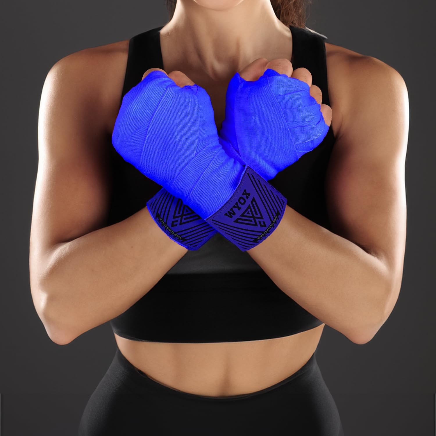WYOX Vendas de mano de 180 pulgadas, para hombres y mujeres, color rojo, negro, rosa, azul, para boxeo, kickboxing, muay thai, artes marciales