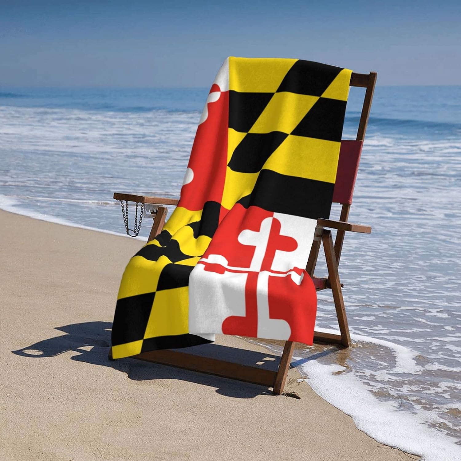 Toalla de playa de microfibra con diseño de acuarela colorida con bandera de Maryland, toalla de baño de gran tamaño para hombres y mujeres, toalla