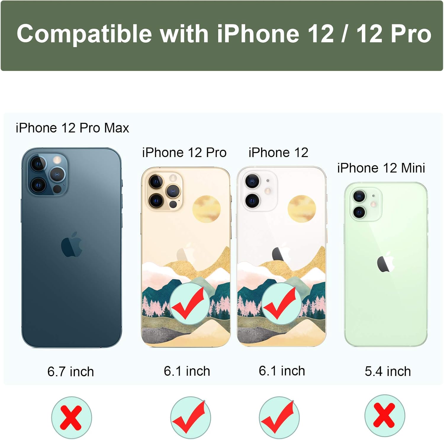 Unov Case Compatible with iPhone 12 iPhone 12 Pro Case Clear with Design Slim Protective Soft TPU Bumper Embossed Pattern 6.1 Inch (Sierra Mountains)