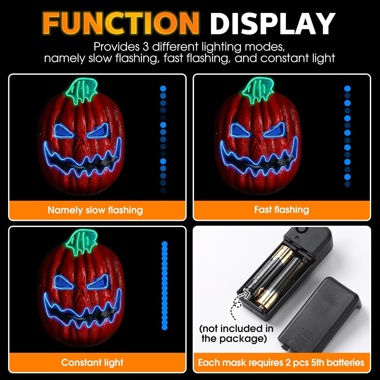 Liliful 2 máscaras de calabaza de Halloween, máscara de miedo para Halloween, festival, cosplay, fiesta, decoración, disfraz