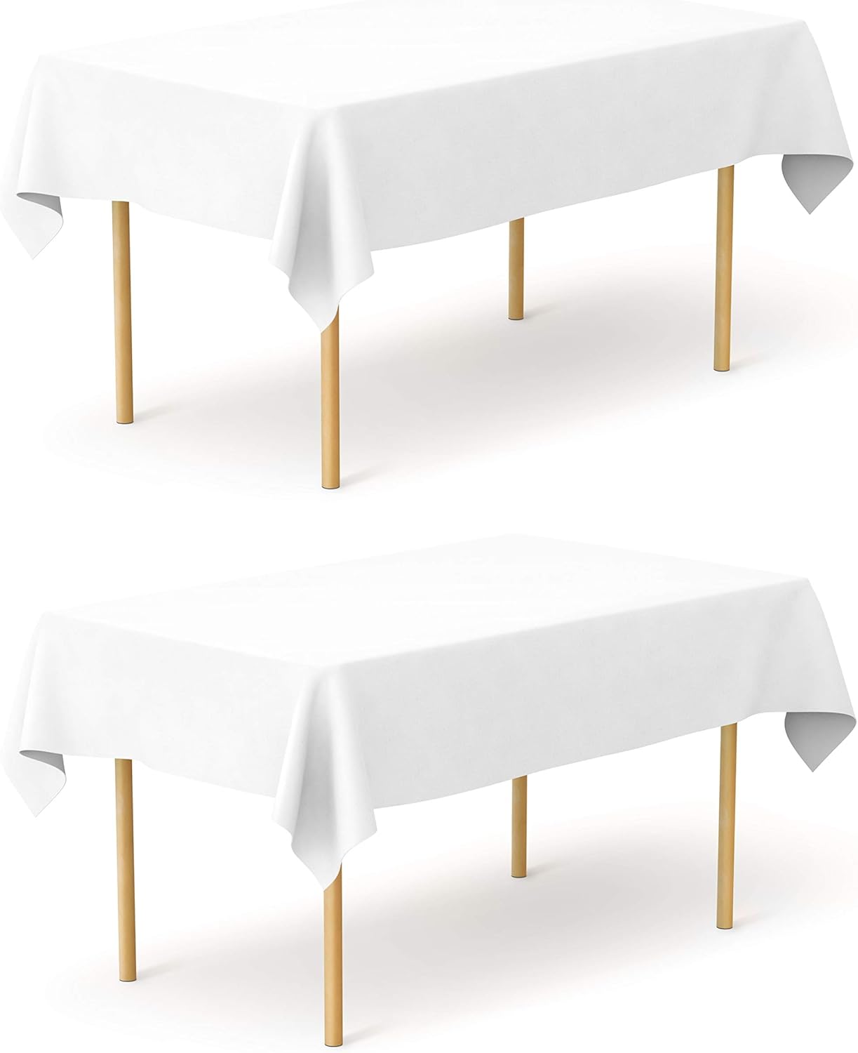 Pomp Mantel de poliéster de popelín blanco puro de 60 x 102 pulgadas (paquete de 2)  Tela premium de fácil cuidado y resistente a las arrugas + a