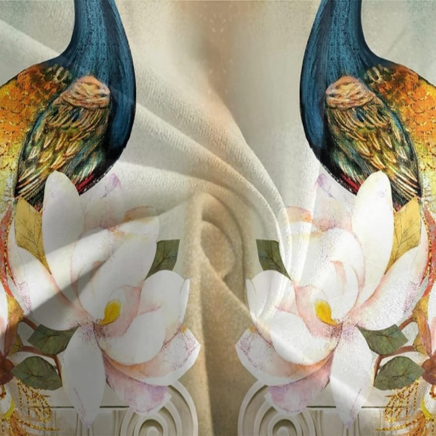 Funda de edredón dorada con estampado de pavo real de jardín, diseño de doble cara, azul pavo real, ropa de cama de tres piezas con cremallera