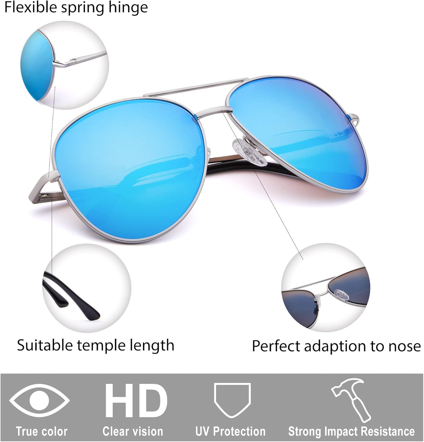 EYEGUARD Paquete de 2 lentes de sol bifocales de lectura para mujeres y hombres, protección UV400, lectores de sol clásicos de aviador