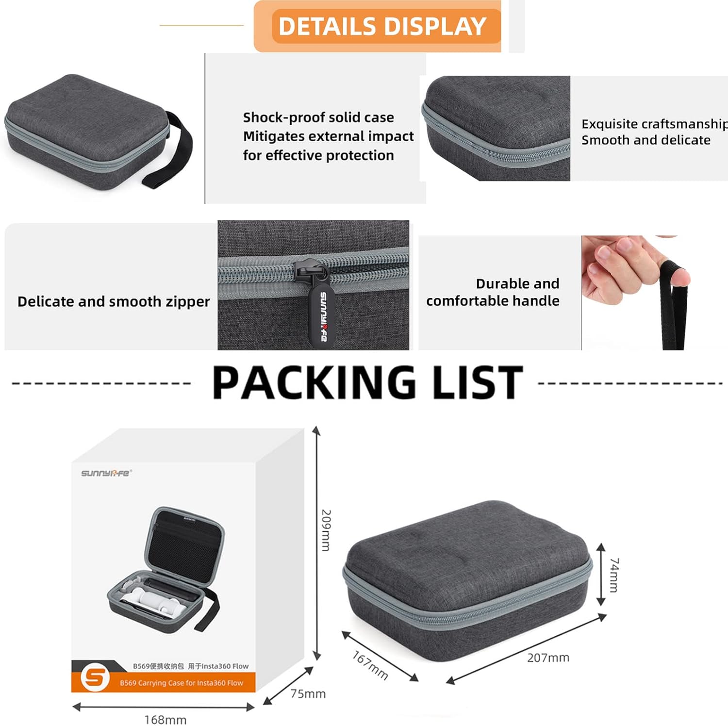 Bolsa compatible con Insta360 Flow, funda de transporte compatible con Insta360 Flow