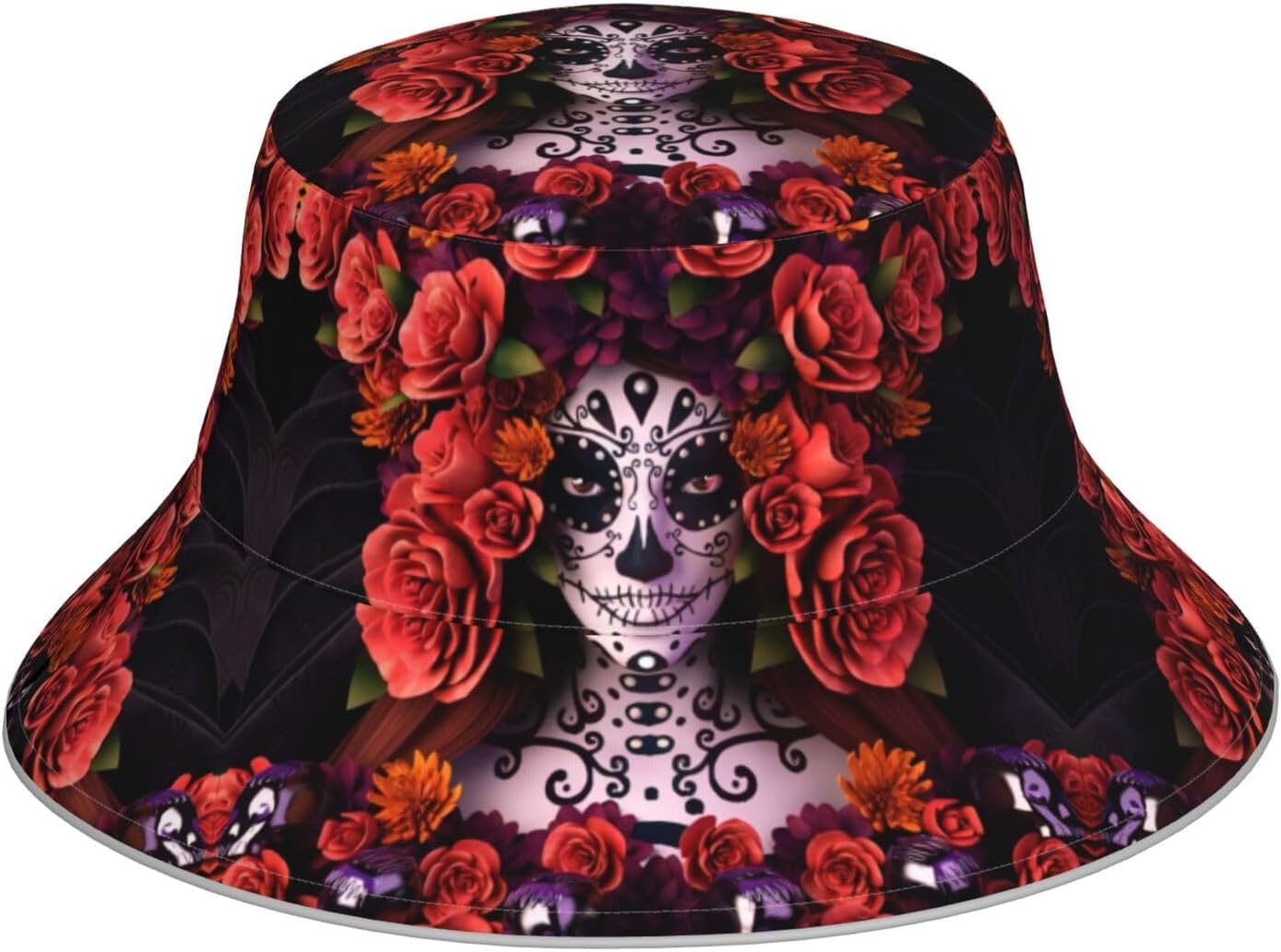 YYHHAOFA Sombrero de pescador reflectante sombrero ligero y transpirable para viajes, senderismo y actividades al aire libre, Día de los Muertos,