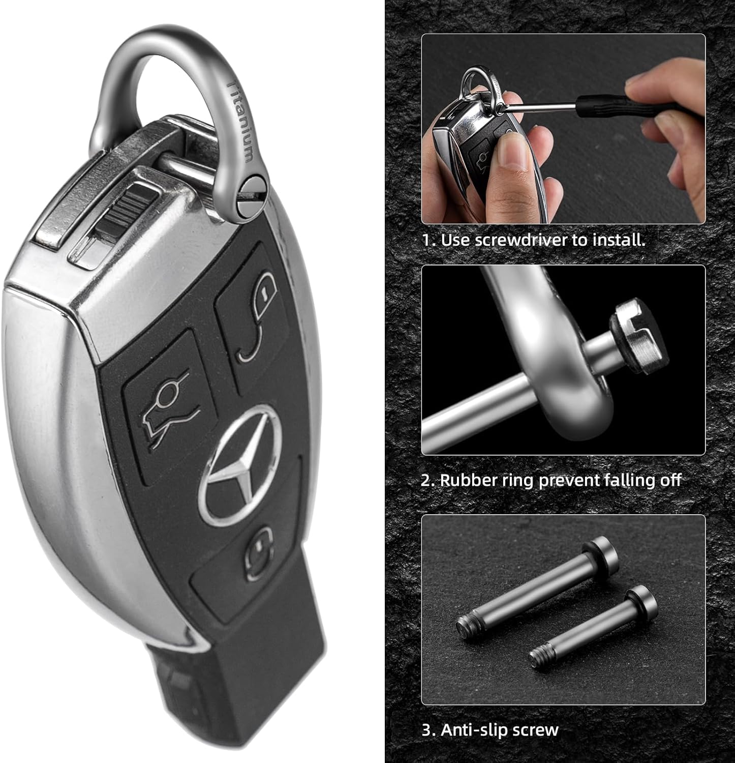 FEGVE Llavero pequeño de titanio con grillete de tornillo, llavero de automóvil resistente y fuerte, mini anillos D de titanio, 12 pulgadas0.472 in