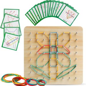 Geoboard de madera con bandas de goma, bloques de patrón matemático gráfico, tablero geográfico, juguete educativo Montessori para niños con Geoboard de madera con bandas de goma, bloques de patrón matemático gráfico, tablero geográfico, juguete educativo Montessori para niños con