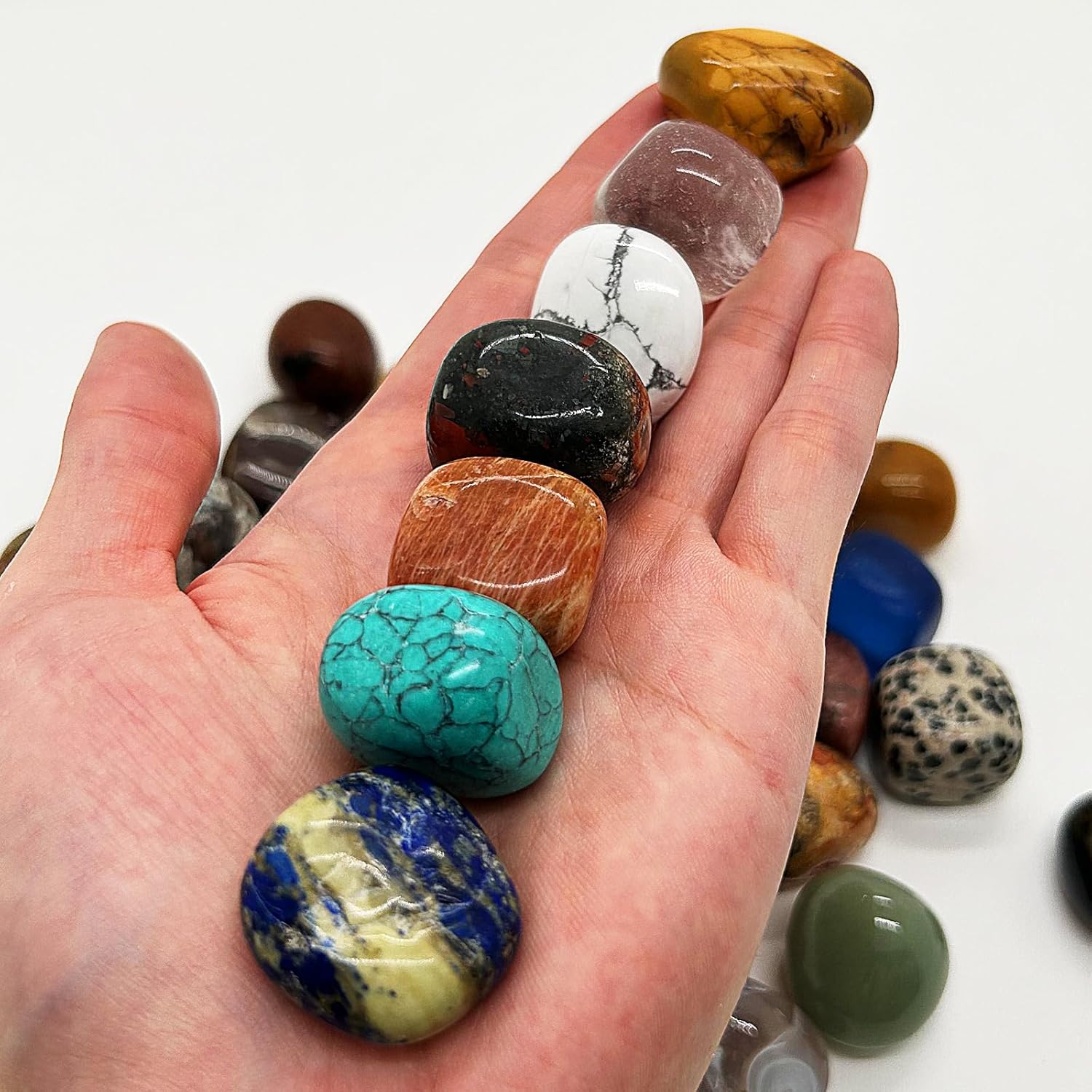 Juego de piedras preciosas pulidas de color natural mezclado de 2 libras, piedras preciosas para reiki, chakra, curación, decoración del hogar