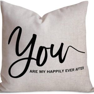 You are My Happily Ever After Quotes – Fundas de almohada decorativas de 22 x 22 pulgadas, funda de almohada de algodón y lino, divertida funda de You are My Happily Ever After Quotes – Fundas de almohada decorativas de 22 x 22 pulgadas, funda de almohada de algodón y lino, divertida funda de