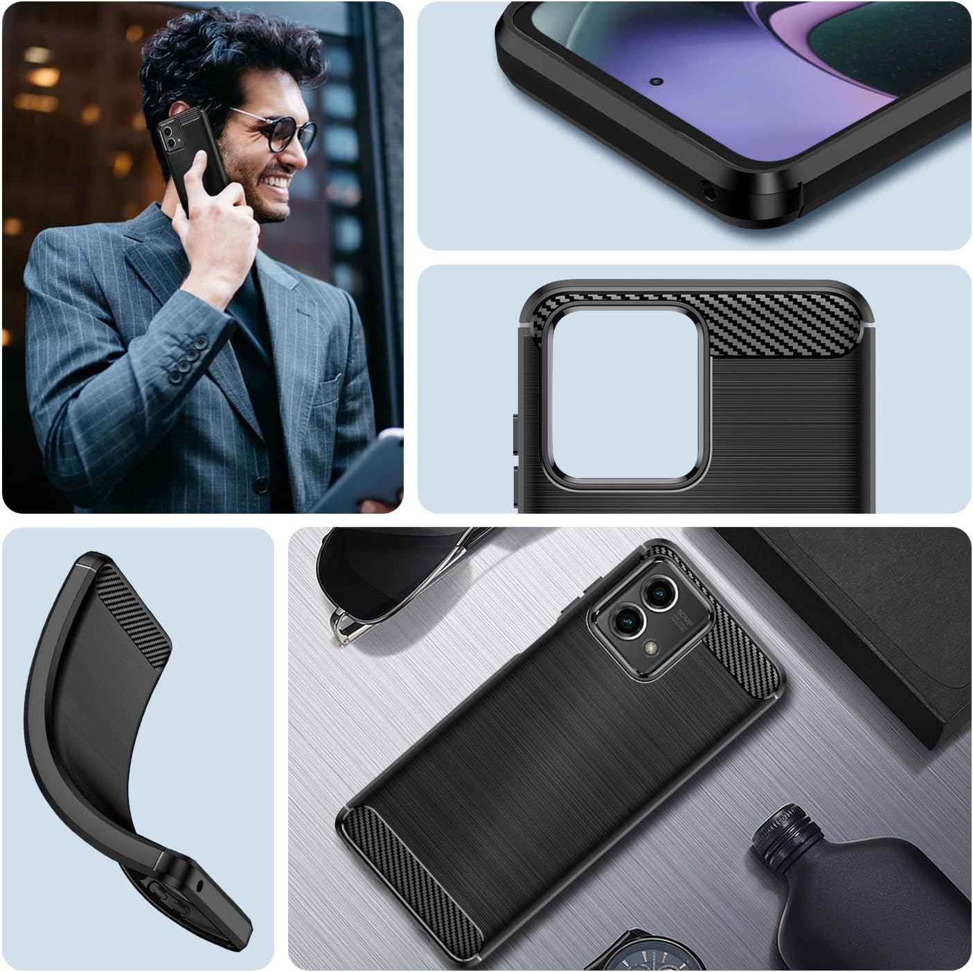 Qiinogow Funda compatible con Motorola Moto G Stylus 5G 2023, funda delgada para teléfono con absorción de golpes, funda protectora de goma TPU de