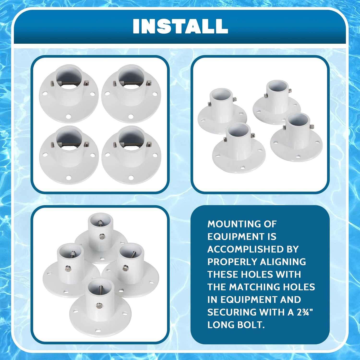 ECOTRIC Brida de anclaje de cubierta de repuesto de aluminio fundido sobre el suelo, escaleras y pasamanos para piscina, 1 78 pulgadas de diámetro