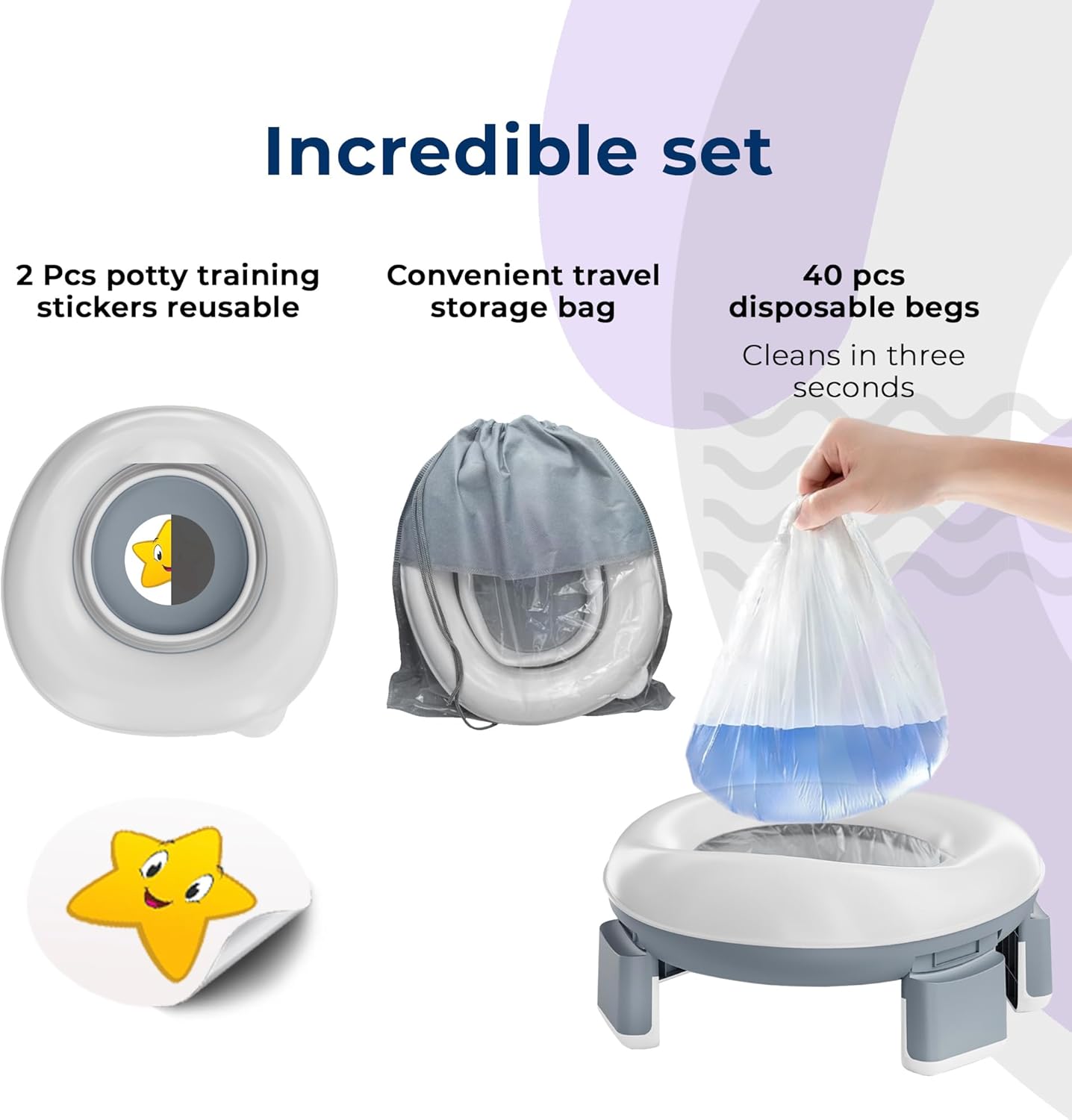 Orinal portátil 3 en 1 para viajes de niños pequeños + REGALO- Inodoro de entrenamiento para ir al baño – Asiento de orinal de viaje para niños