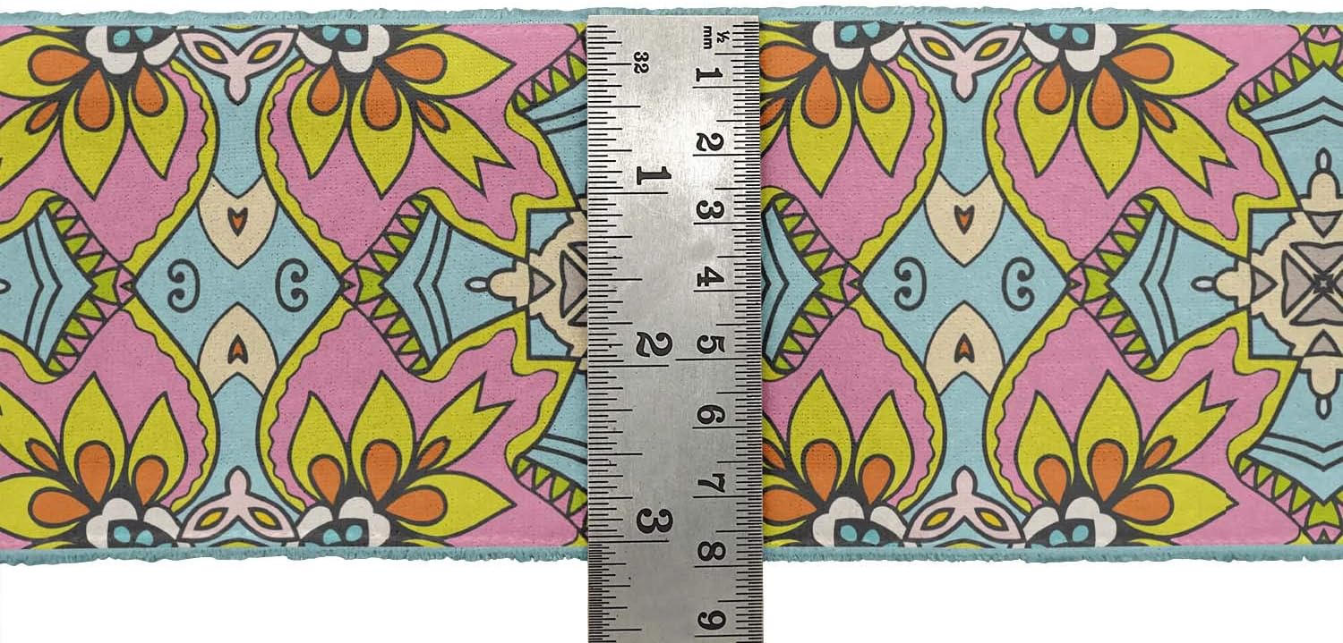 Pink Tiles – Cordones de tela de terciopelo con estampado marroquí, 9 yardas, para manualidades, accesorios de costura, 4 pulgadas